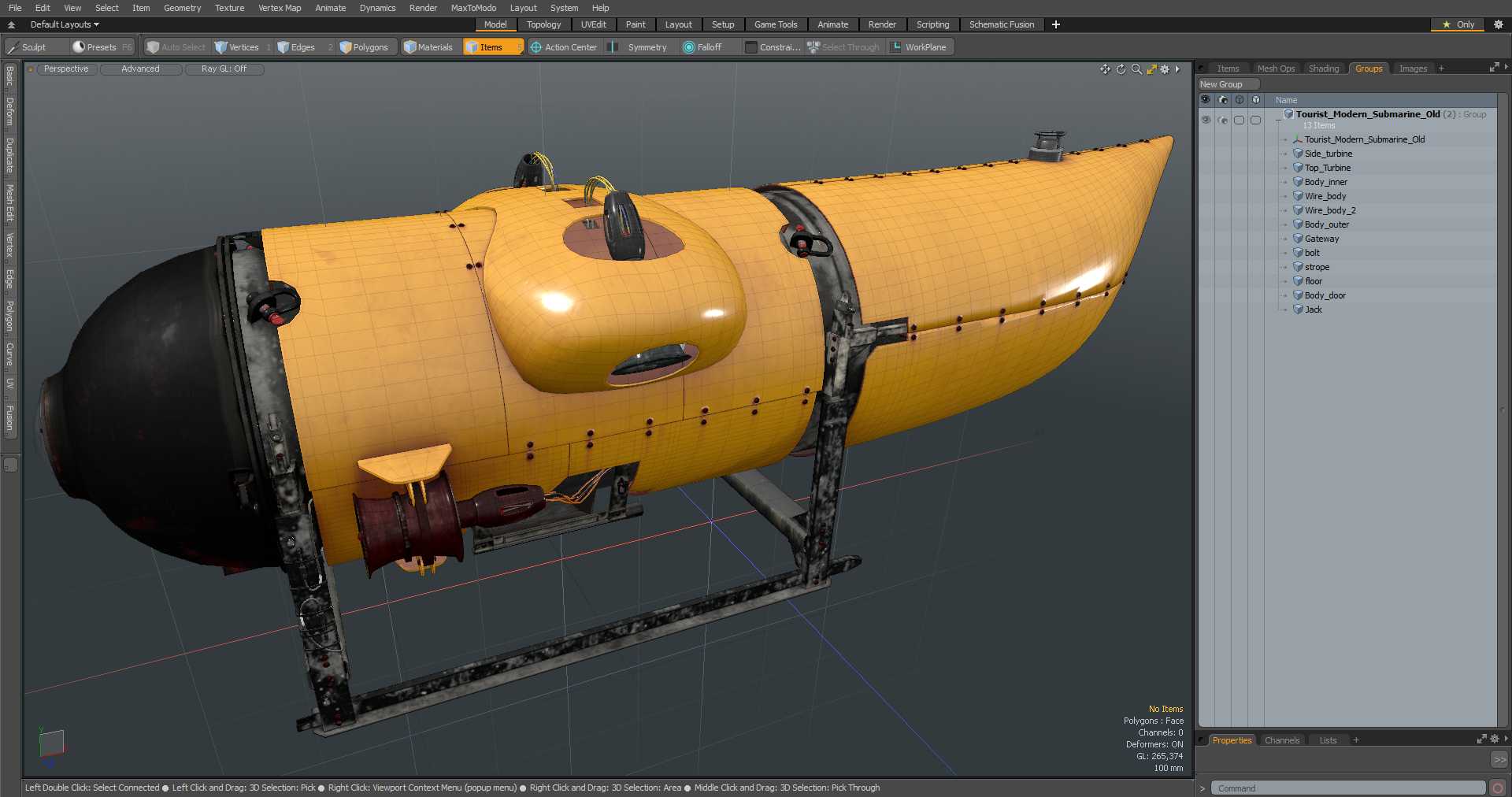 3D Tourist Modern Submarine Old model