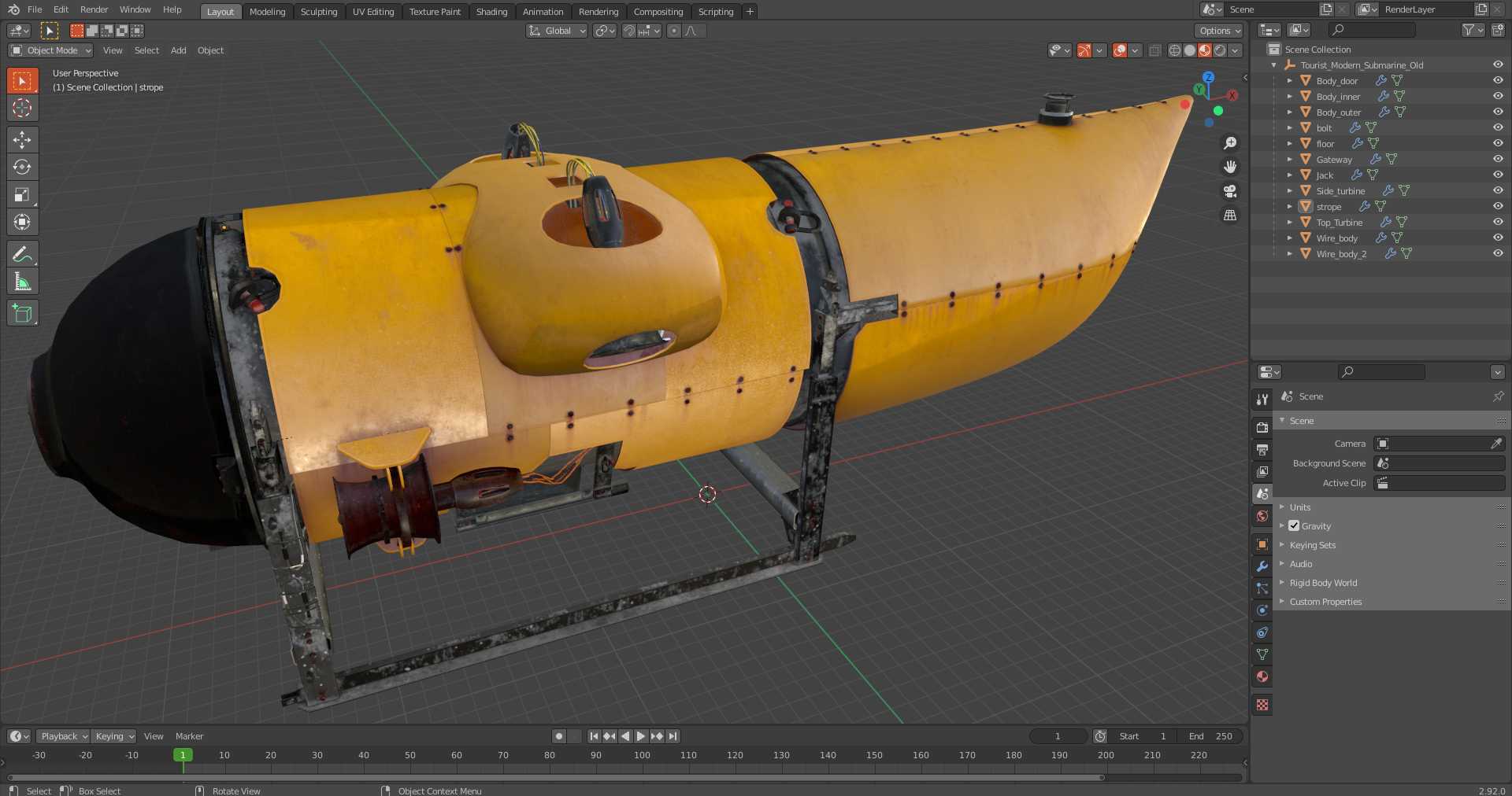 3D Tourist Modern Submarine Old model