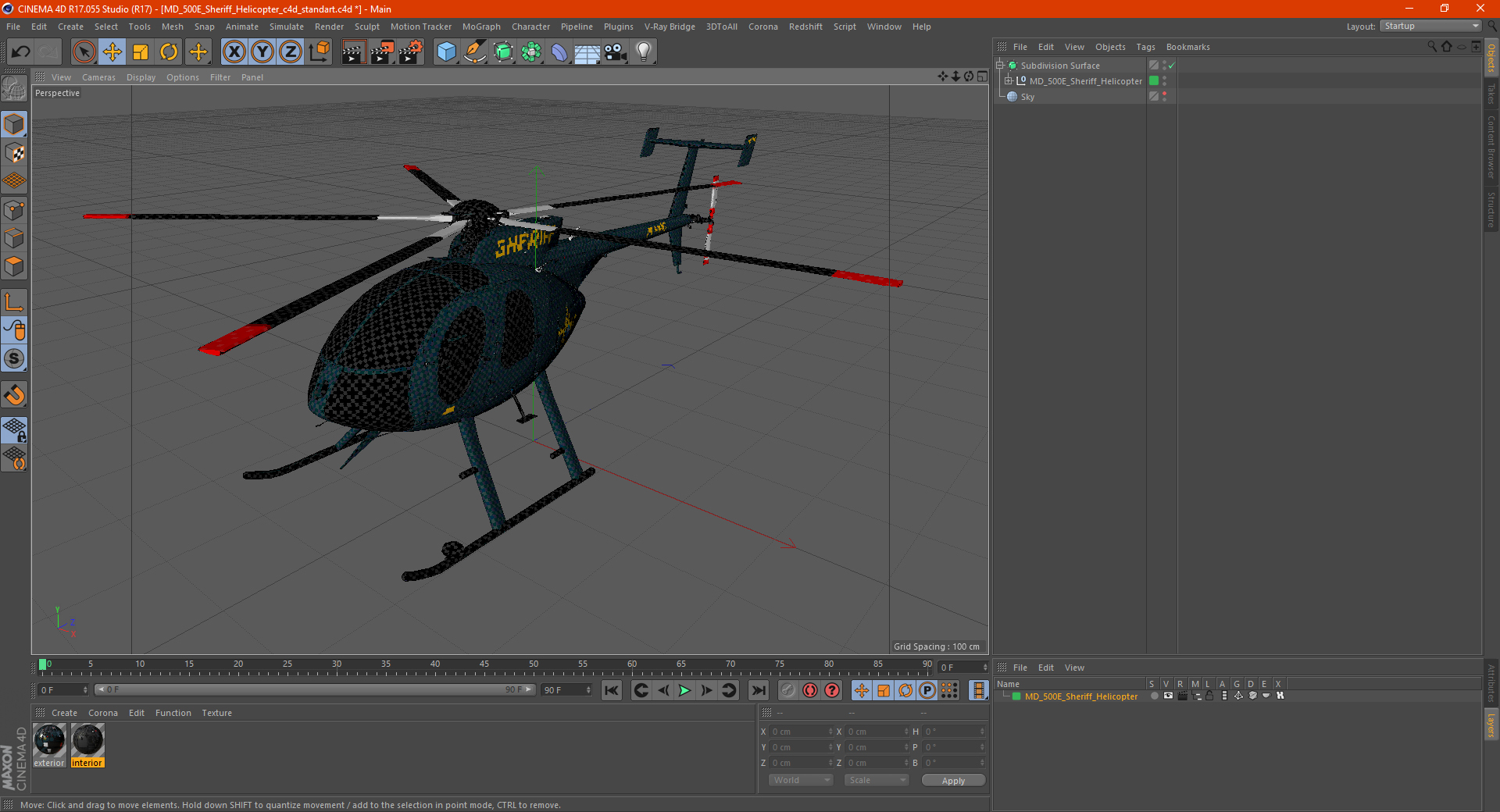 3D MD 500E Sheriff Helicopter