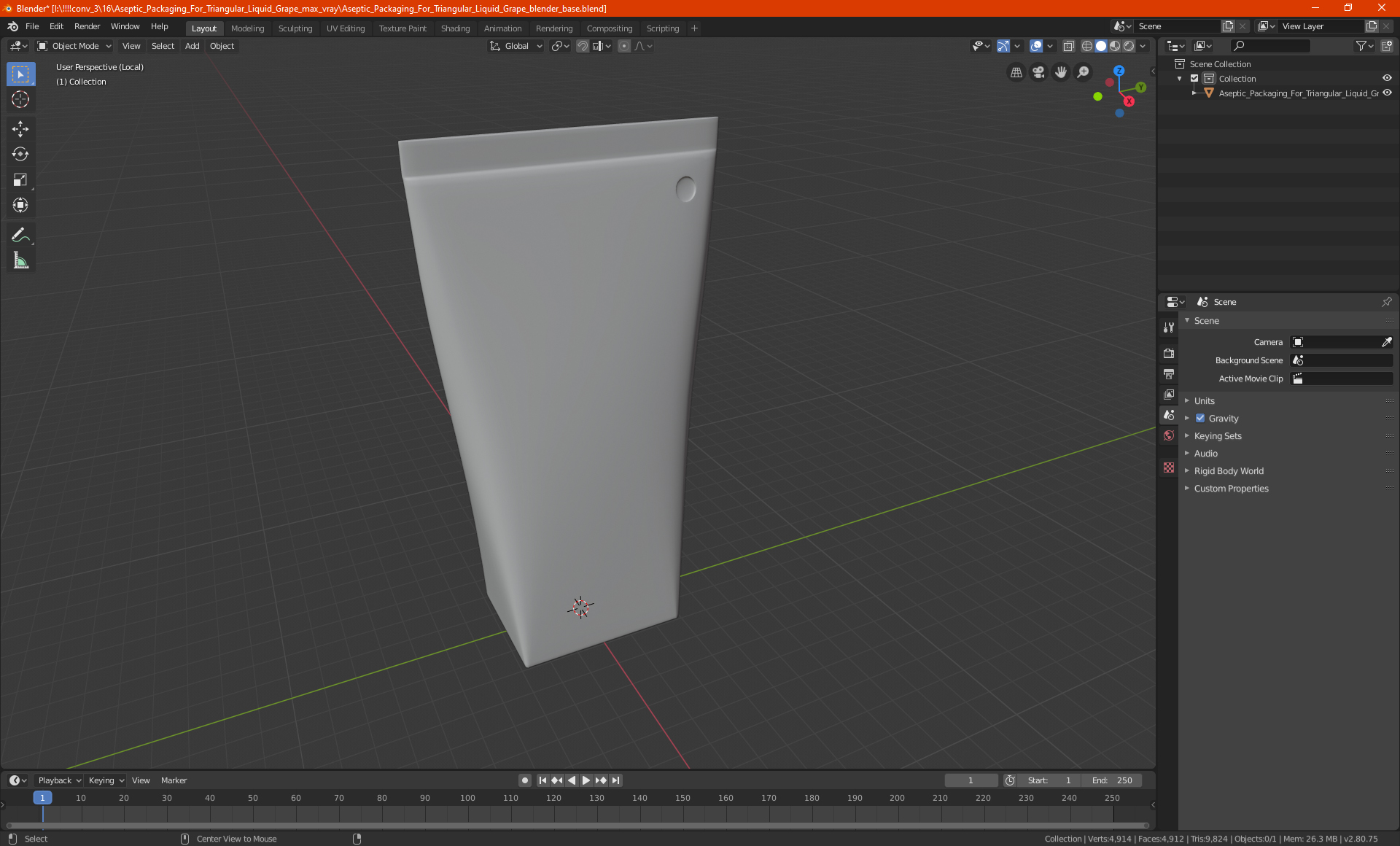 3D Aseptic Packaging For Triangular Liquid Orange