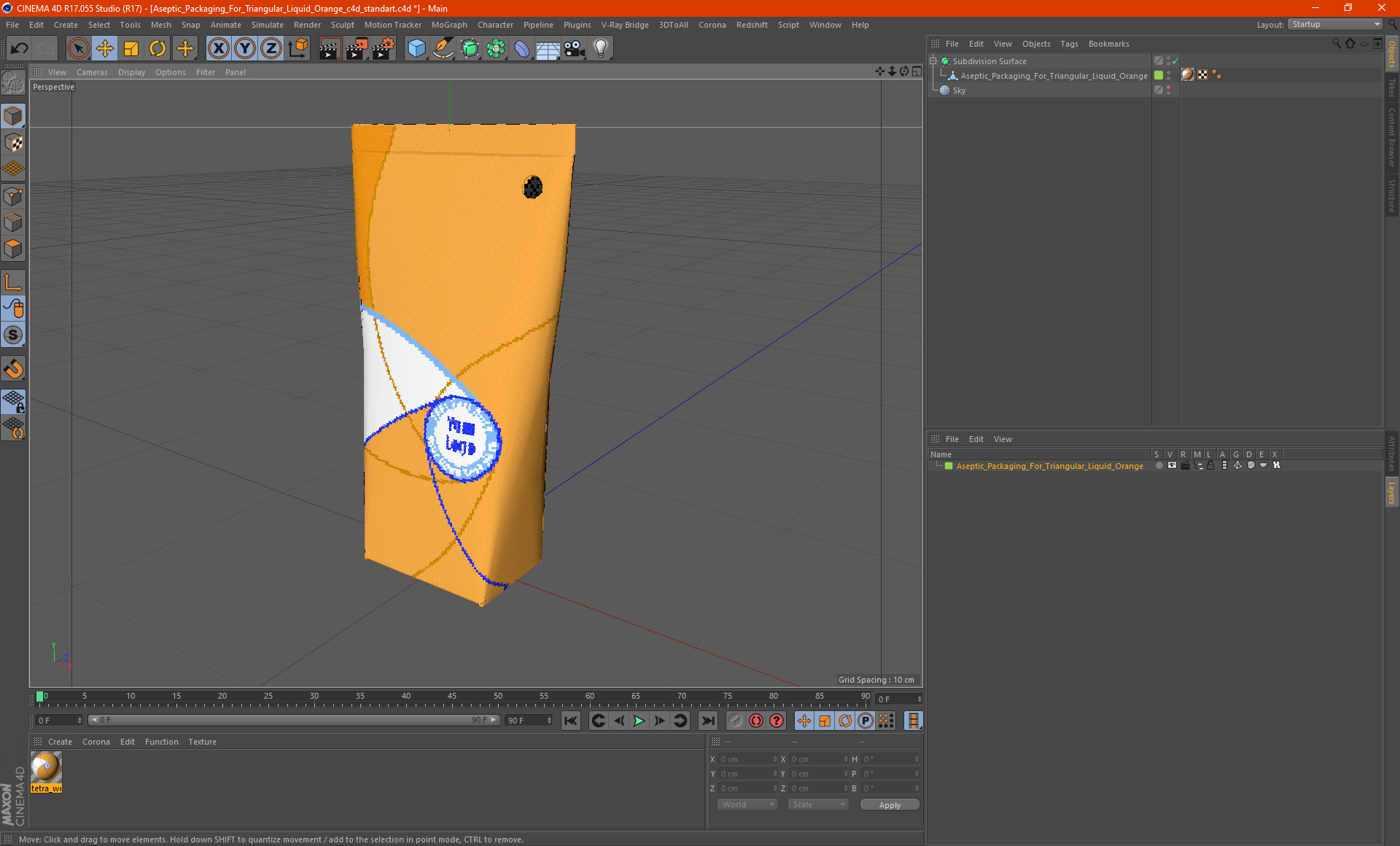 3D Aseptic Packaging For Triangular Liquid Orange