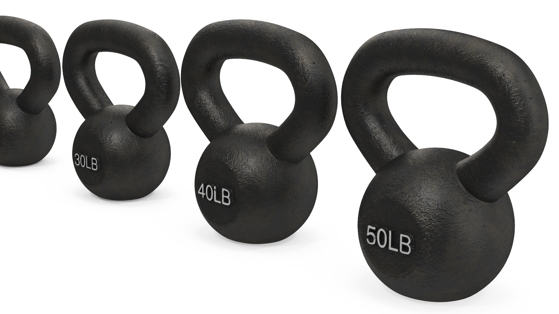 3D Solid Cast Iron Kettlebell Weights Set 5-50lbs