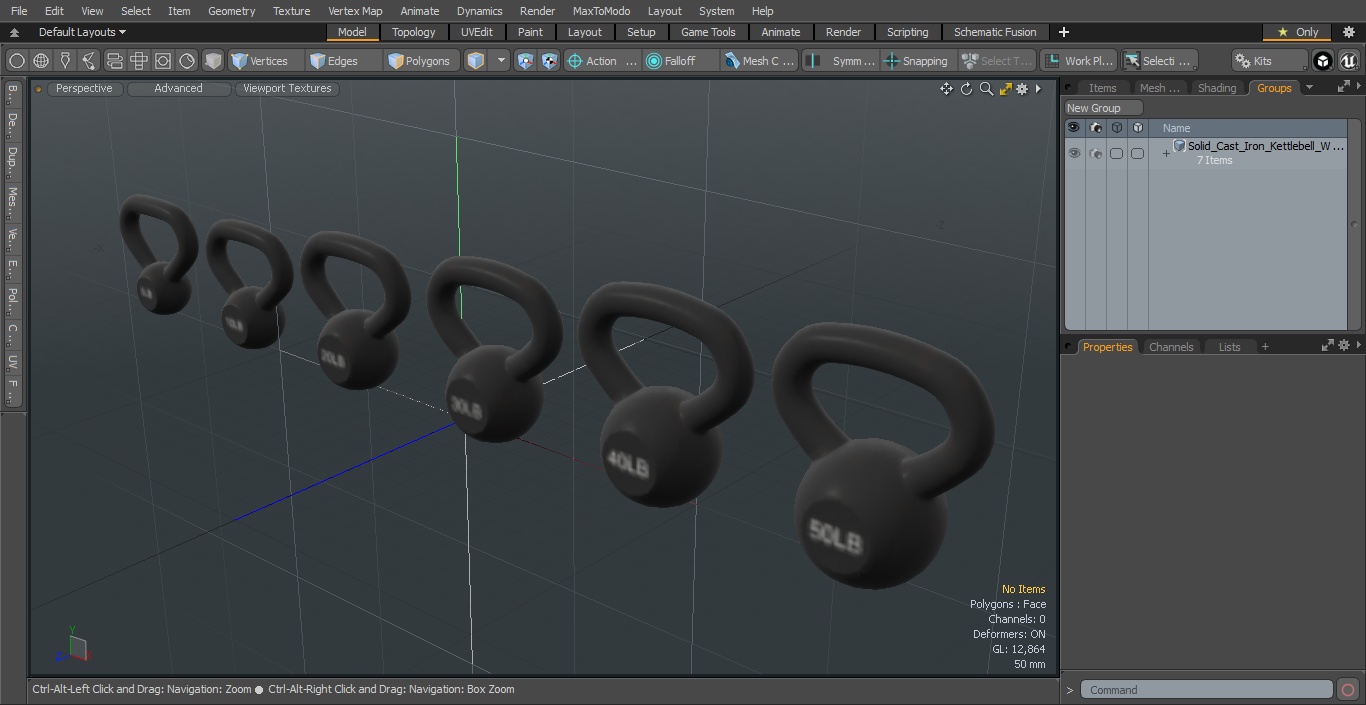 3D Solid Cast Iron Kettlebell Weights Set 5-50lbs