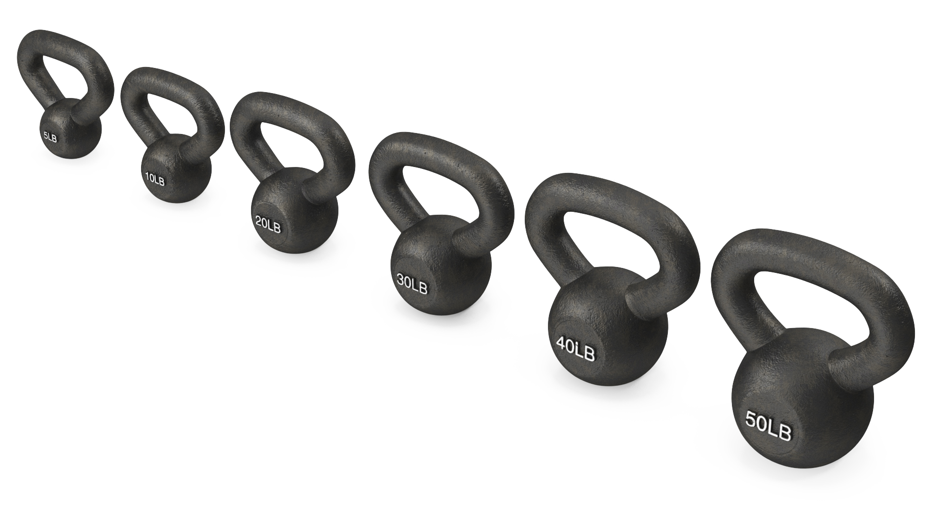 3D Solid Cast Iron Kettlebell Weights Set 5-50lbs