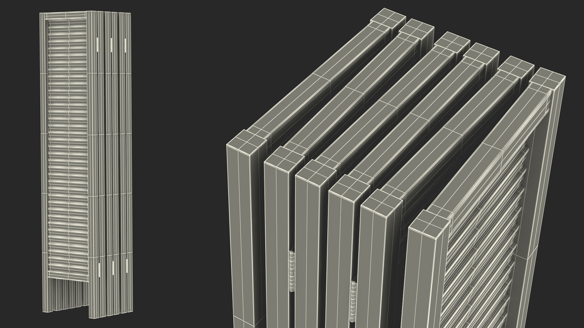 Folding Wood Room Divider Screen 3D