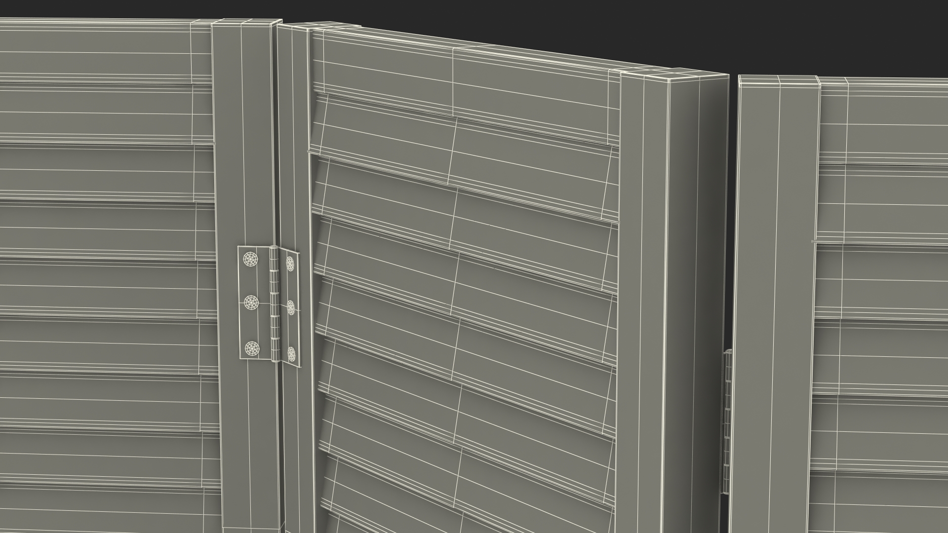 Folding Wood Room Divider Screen 3D