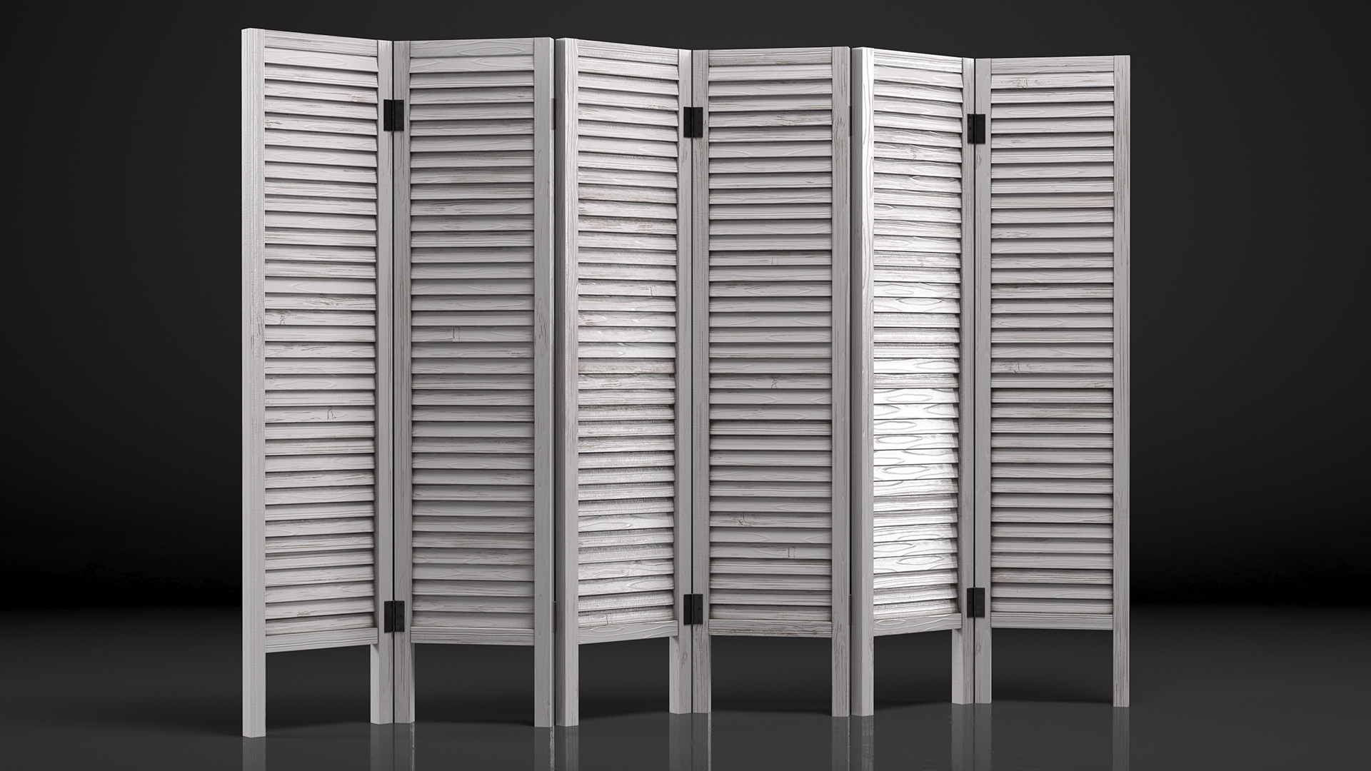 Folding Wood Room Divider Screen 3D