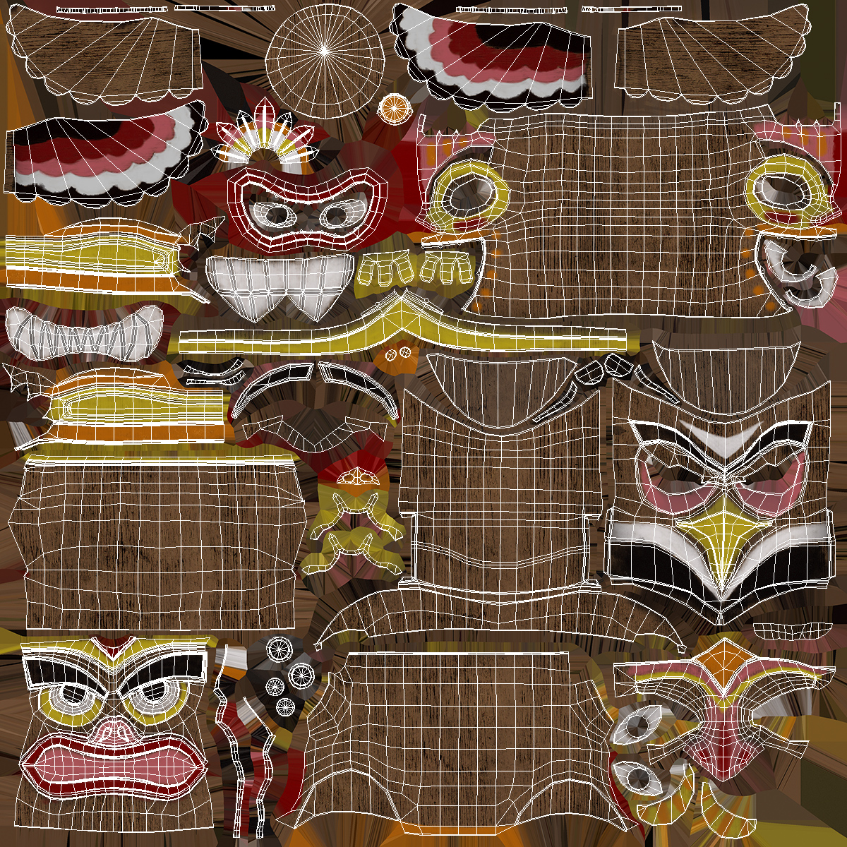 3D Colorful Wooden Totem Pole