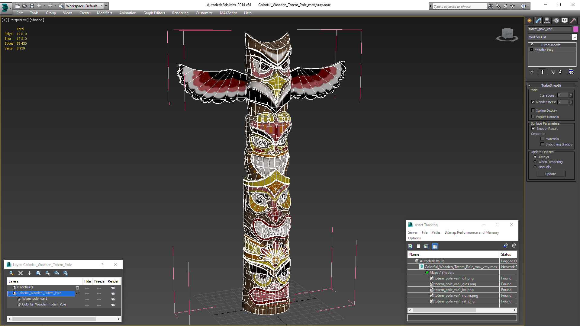 3D Colorful Wooden Totem Pole