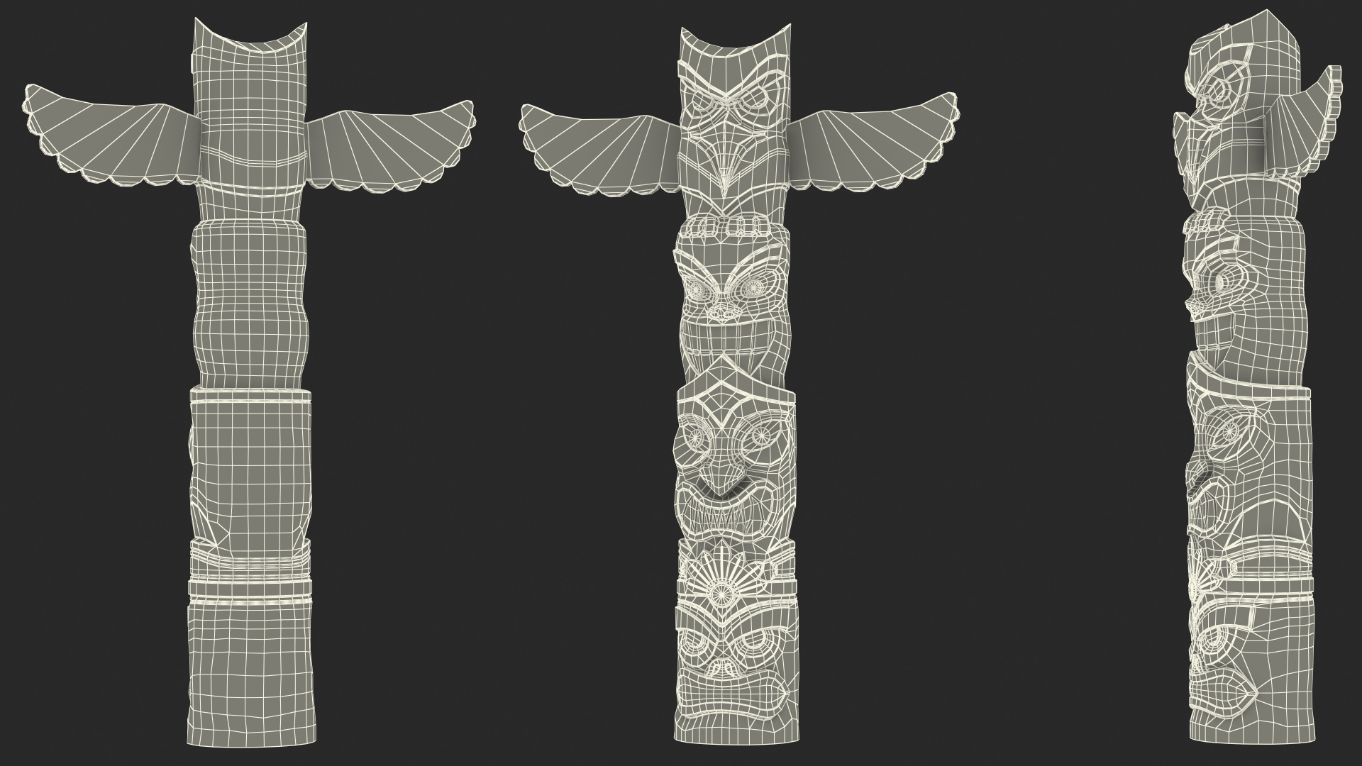 3D Colorful Wooden Totem Pole