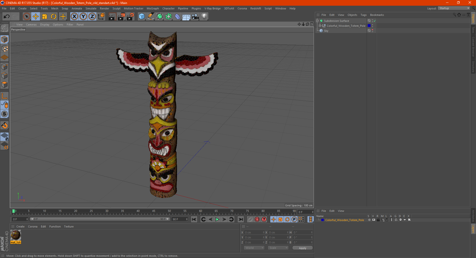 3D Colorful Wooden Totem Pole