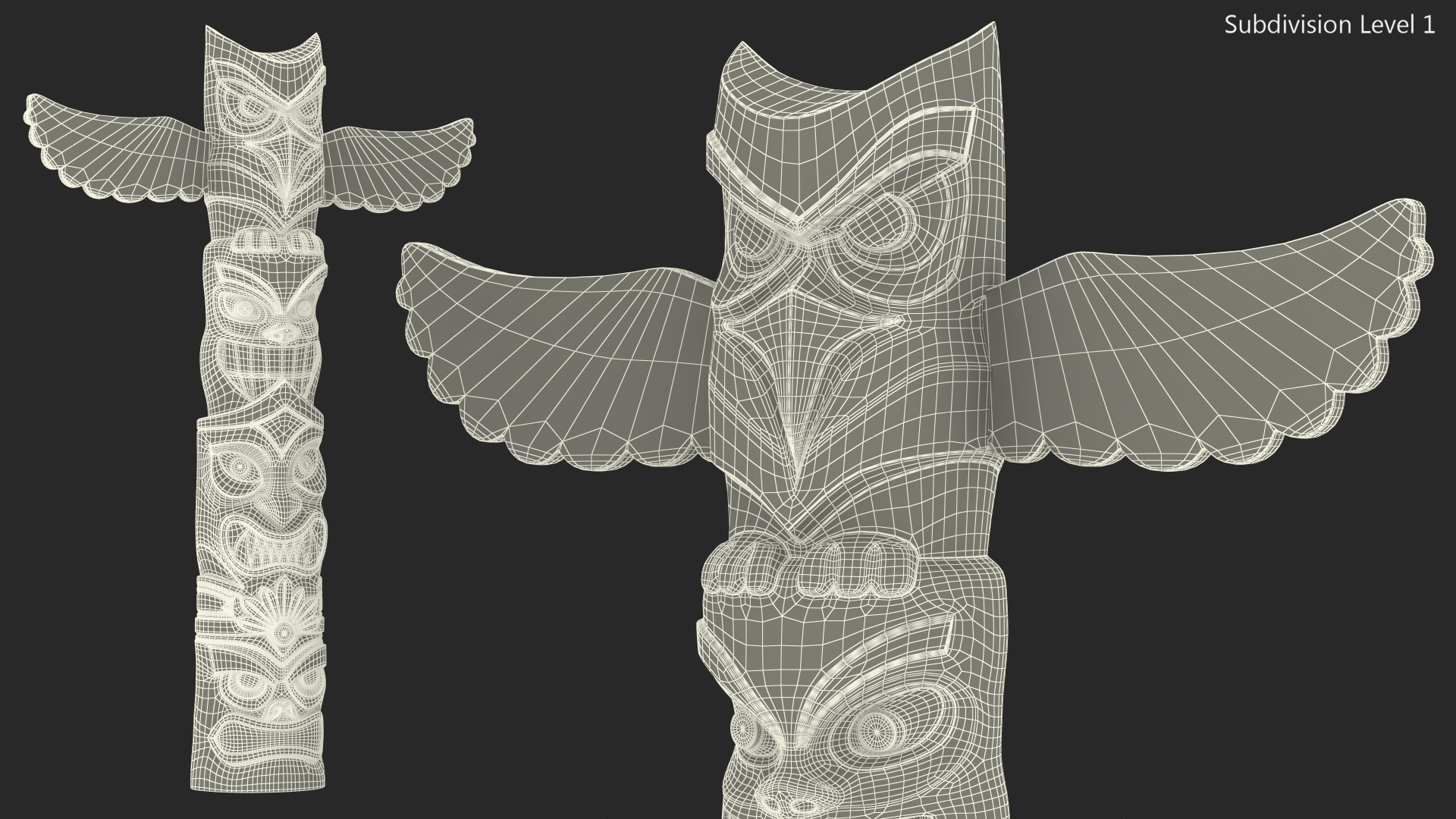 3D Colorful Wooden Totem Pole