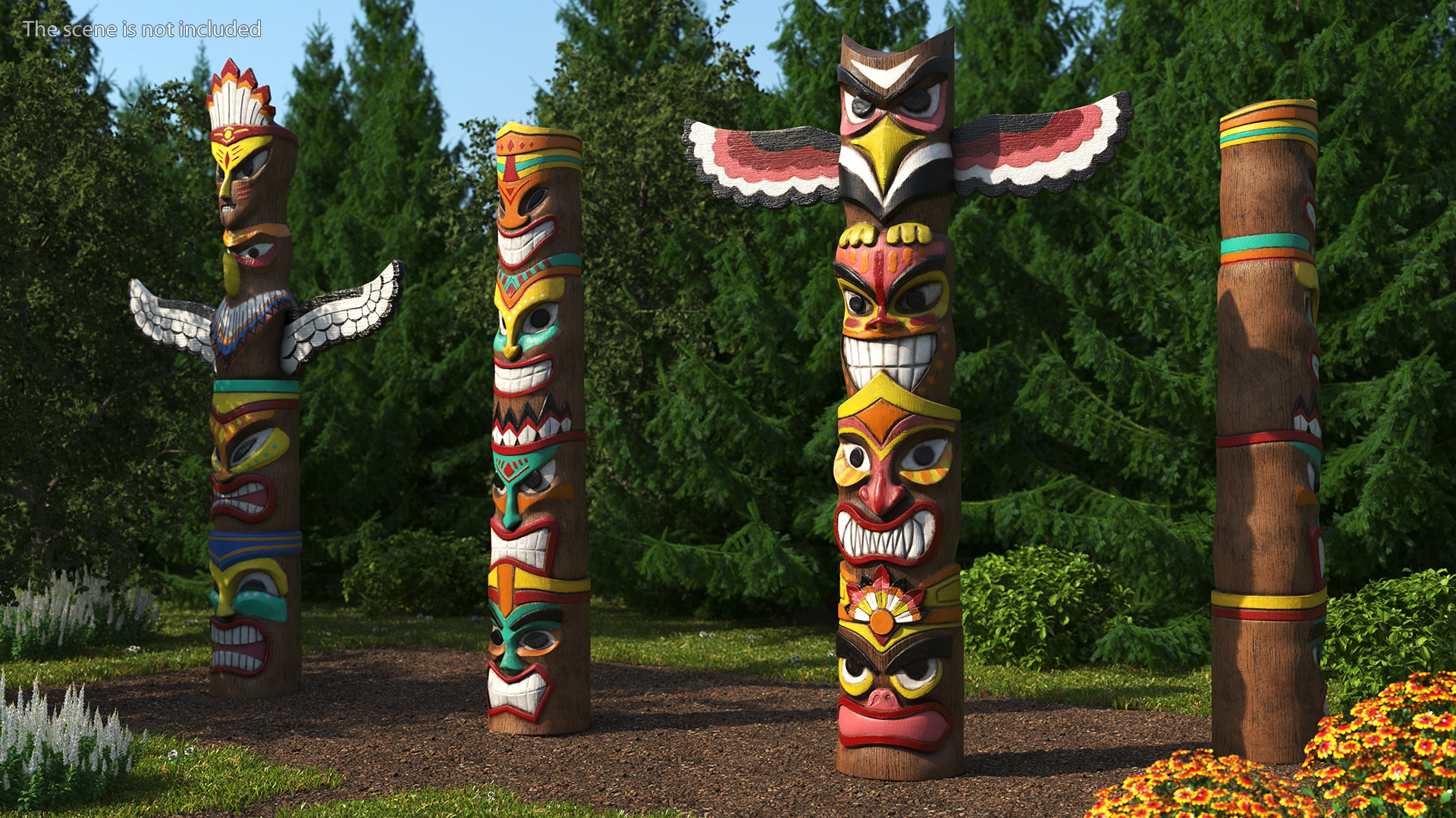 3D Colorful Wooden Totem Pole