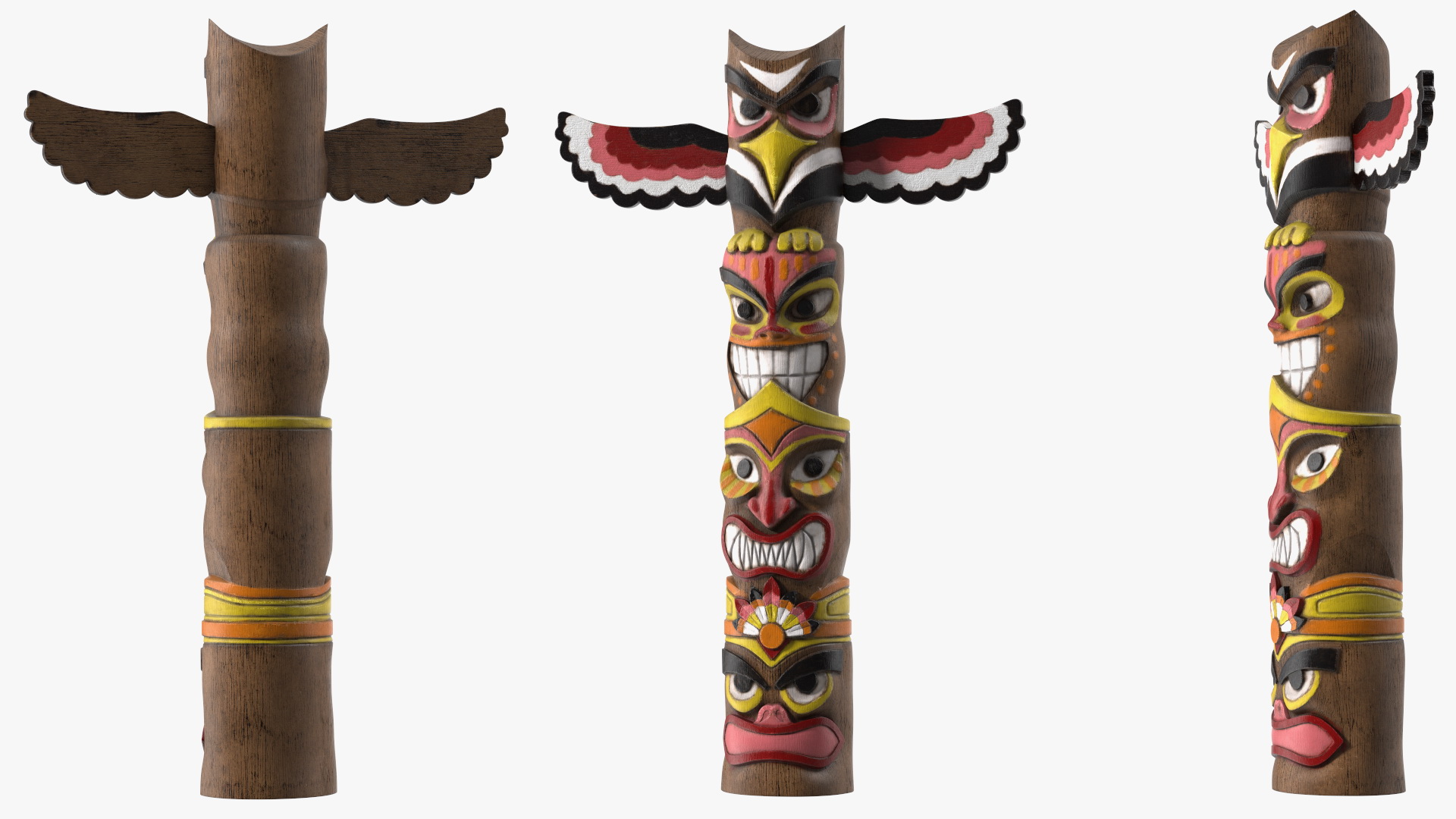 3D Colorful Wooden Totem Pole