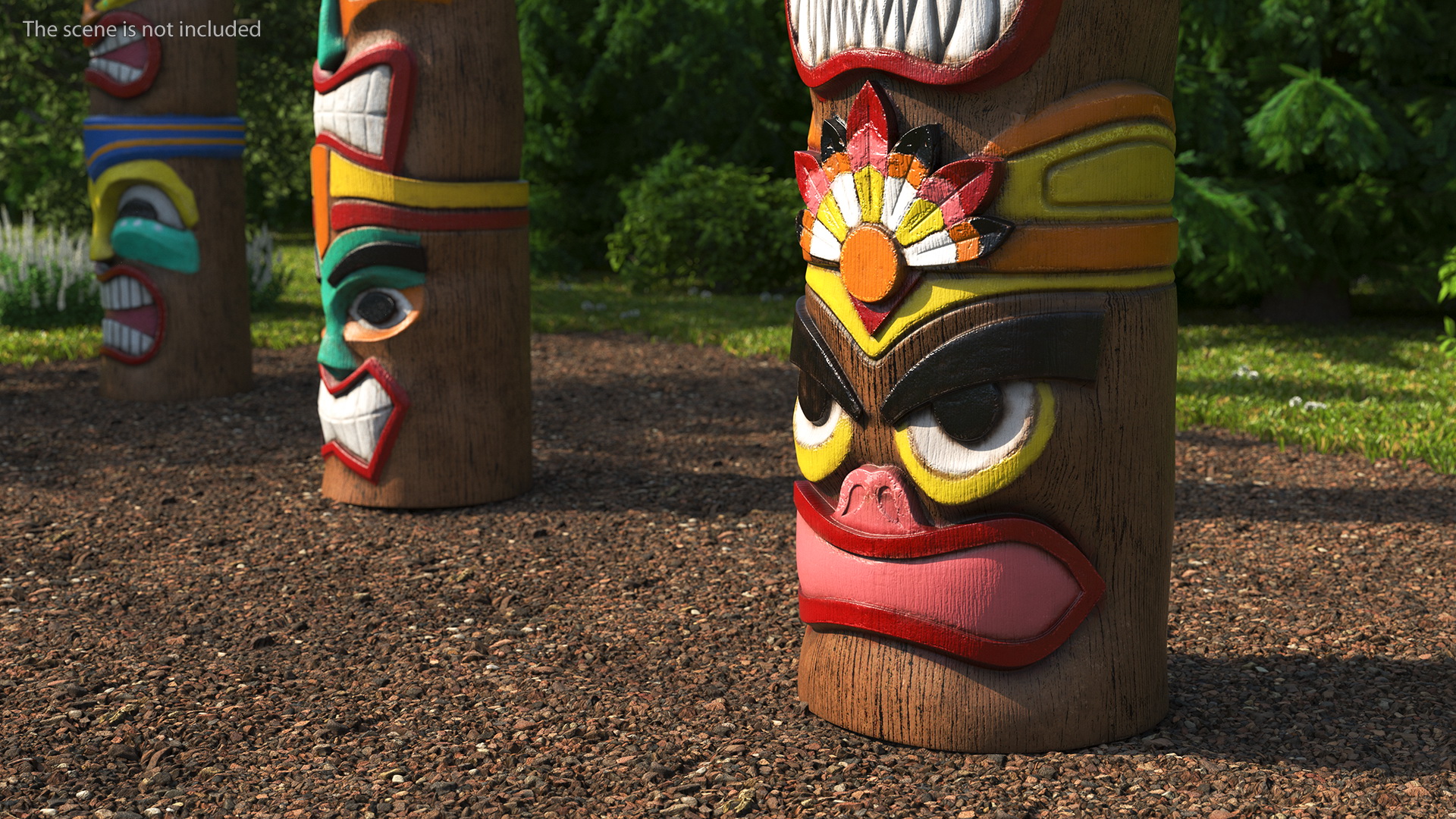 3D Colorful Wooden Totem Pole