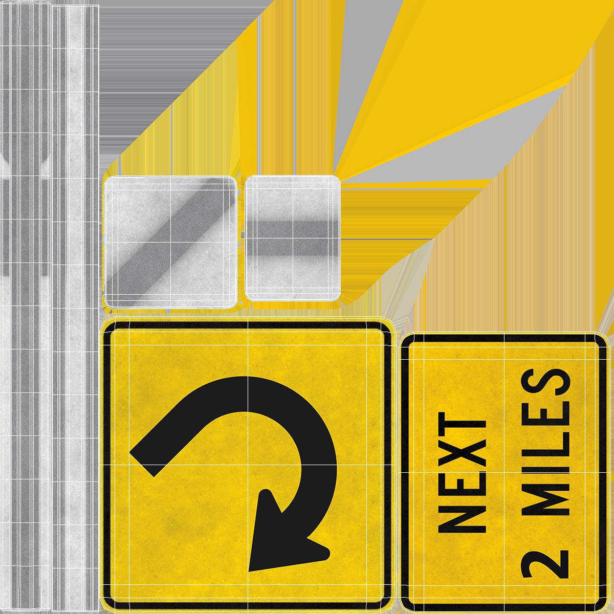 Curved Road Warning Signs Set with Distance Plates, view 12