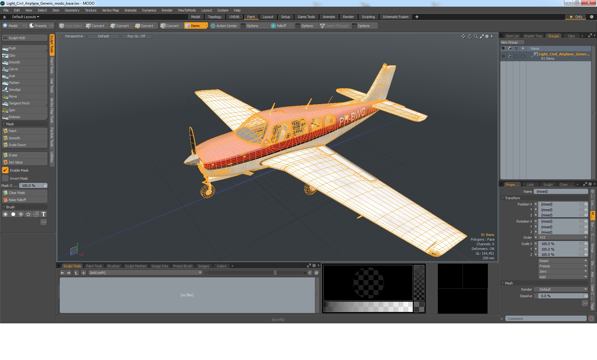 3D Light Civil Airplane Generic model
