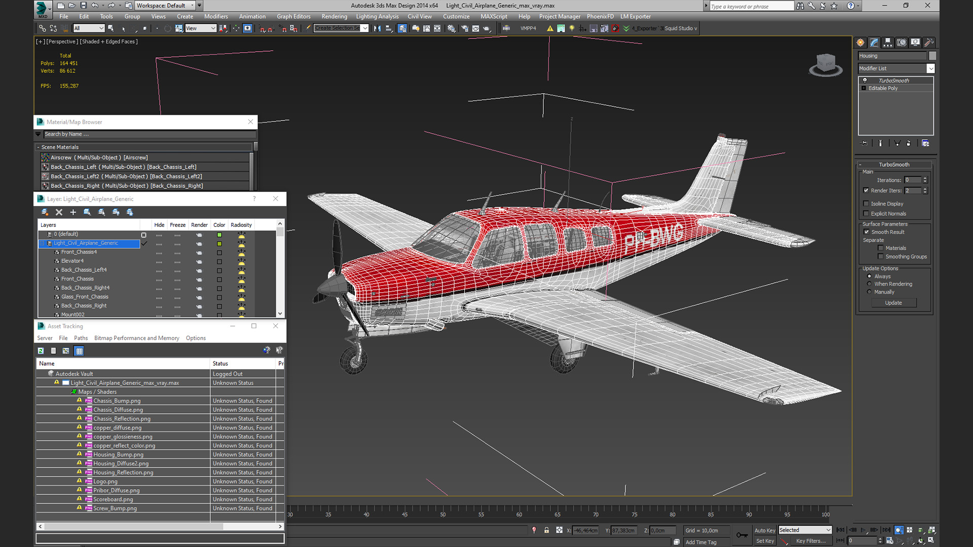 3D Light Civil Airplane Generic model