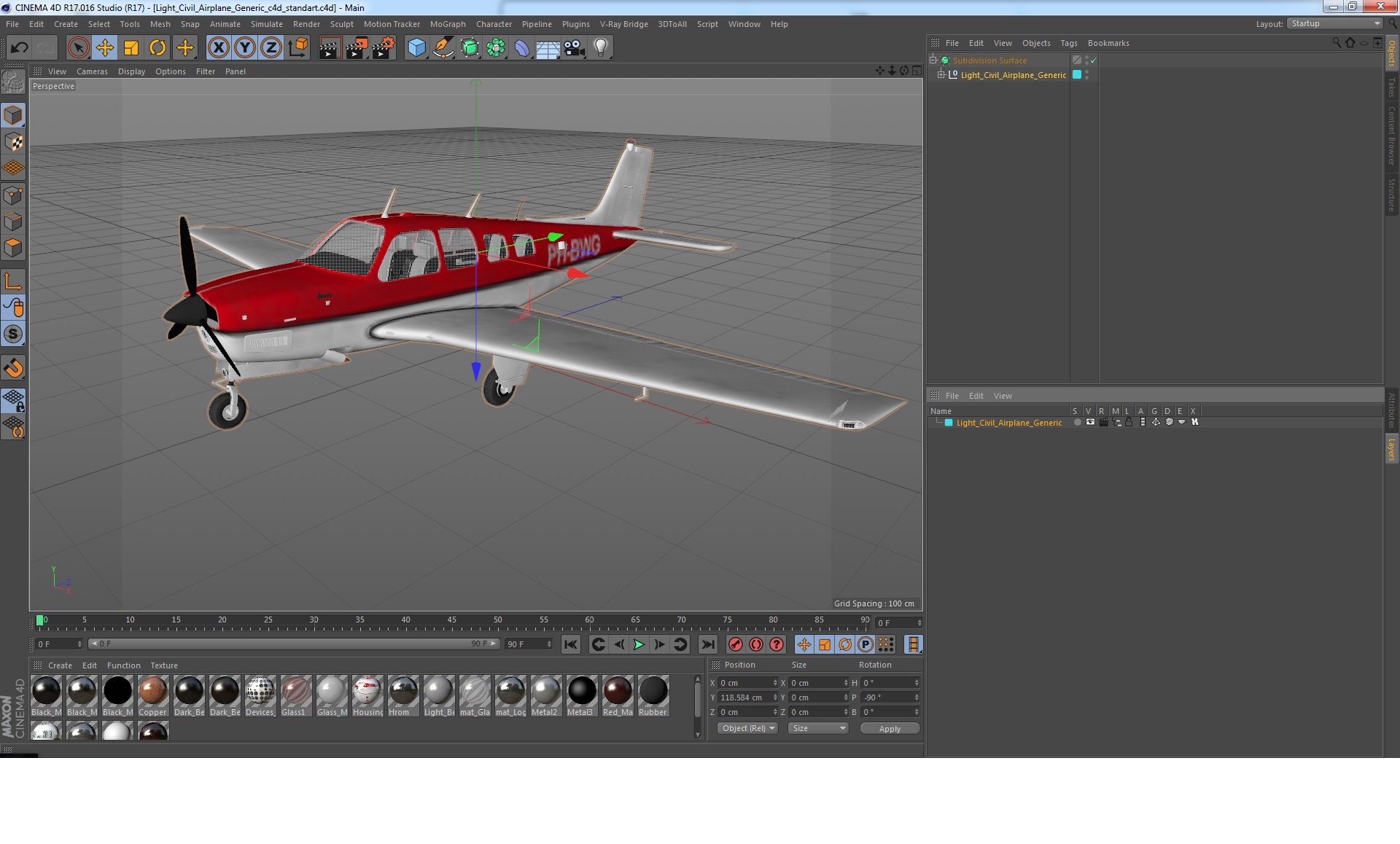 3D Light Civil Airplane Generic model