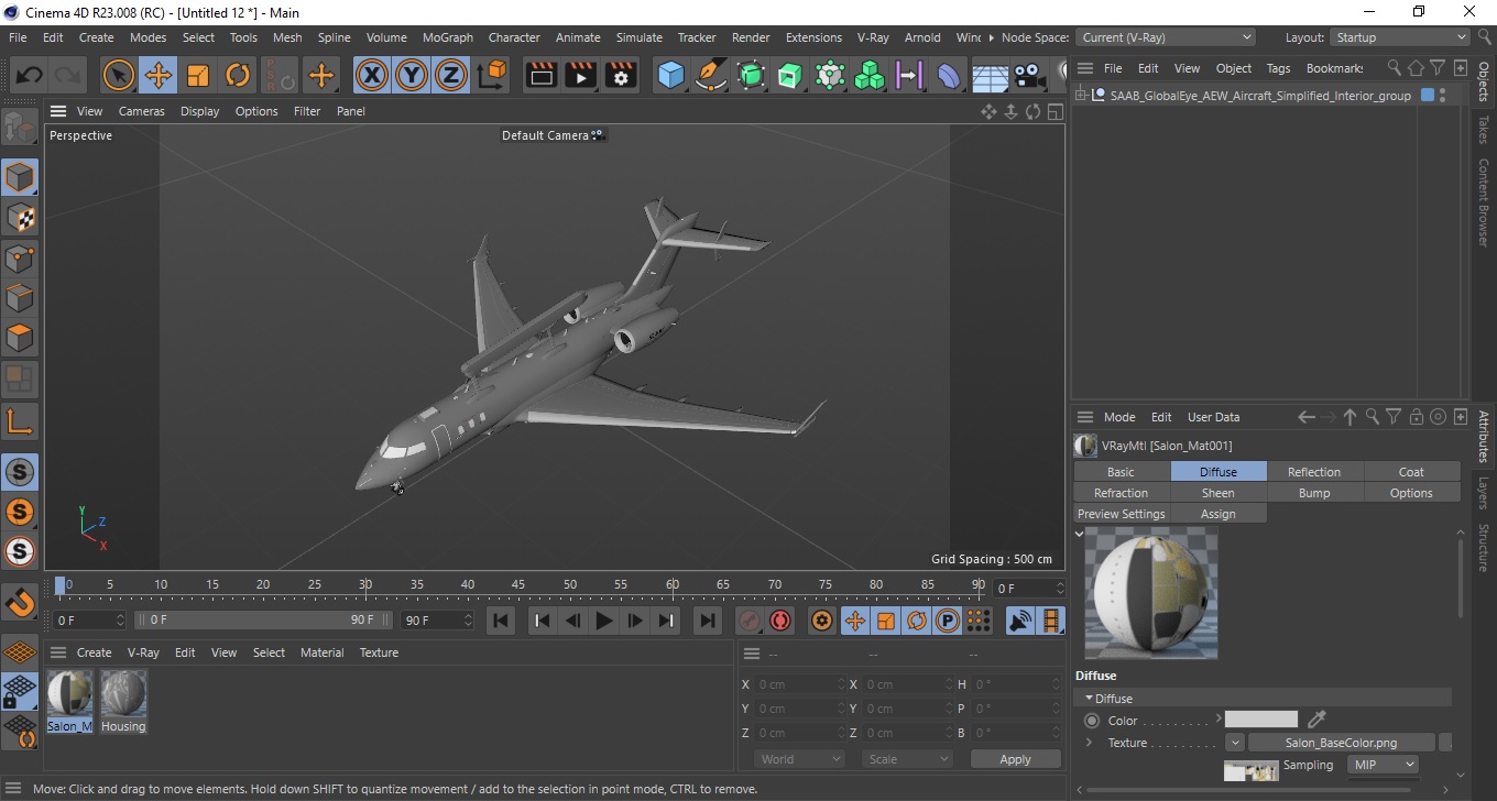 SAAB GlobalEye AEW Aircraft Simplified Interior 3D
