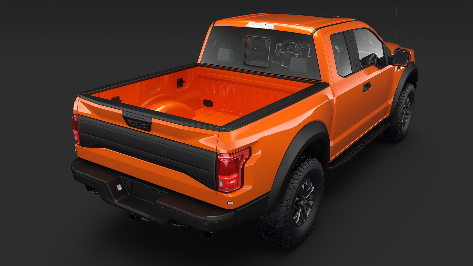 Orange Pickup Truck 3D model