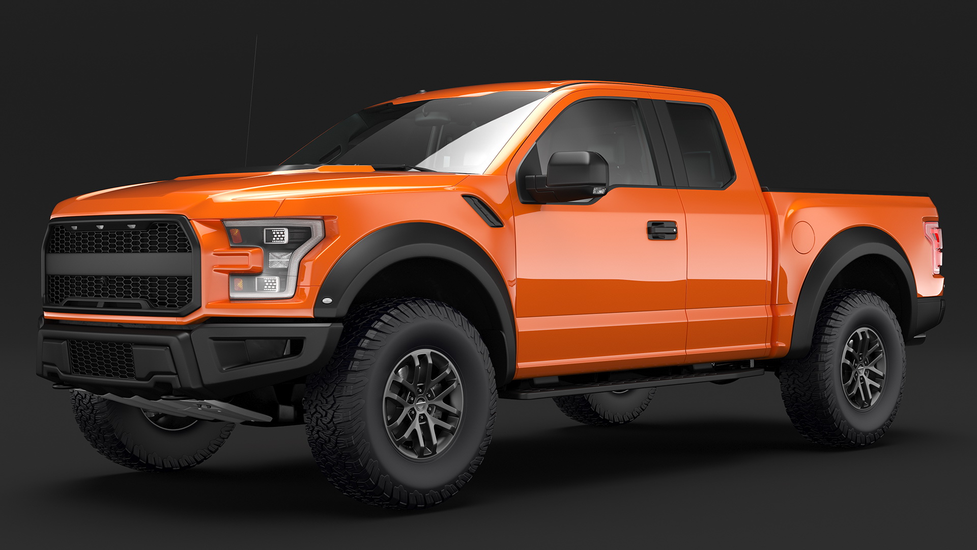 Orange Pickup Truck 3D model
