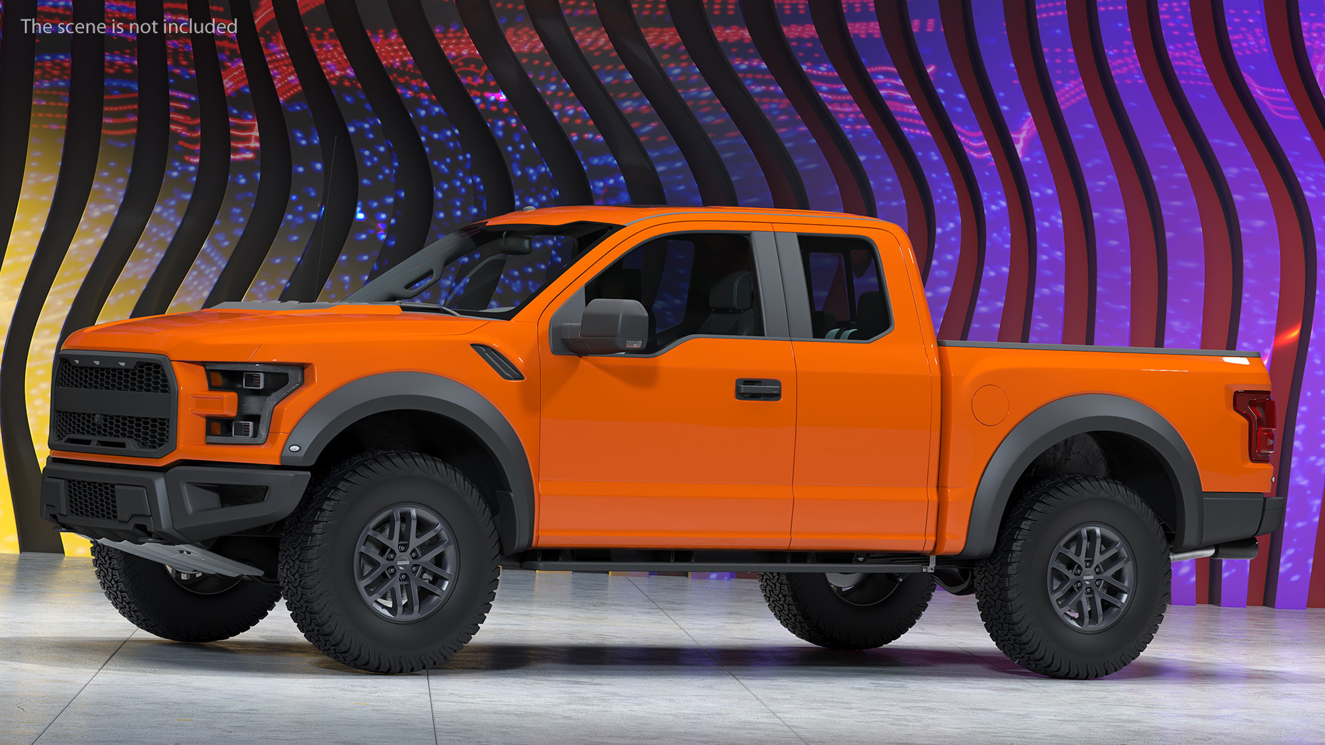 Orange Pickup Truck 3D model