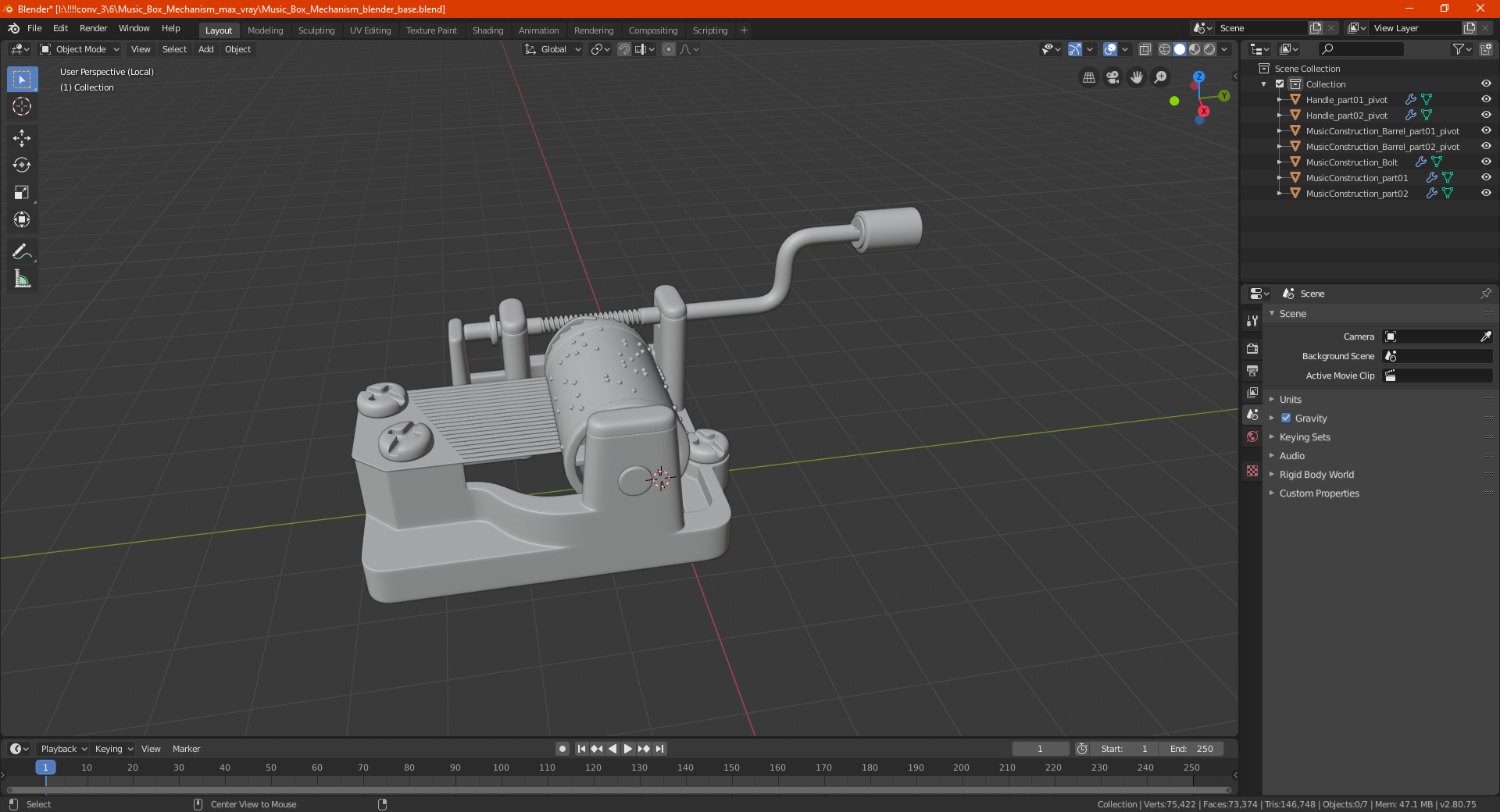 Music Box Mechanism 3D model