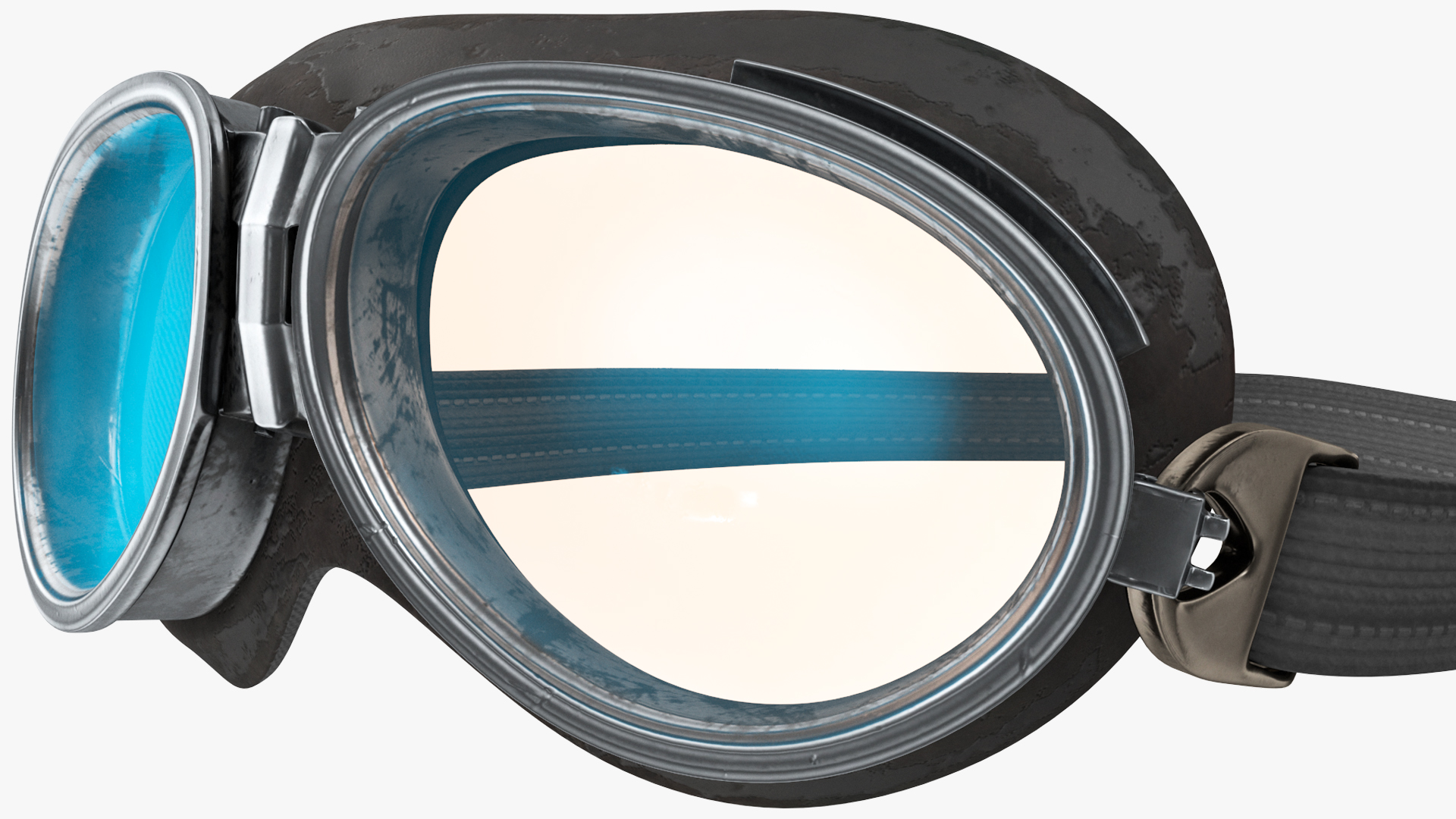 Pilot head with Helmet and Goggles 3D model
