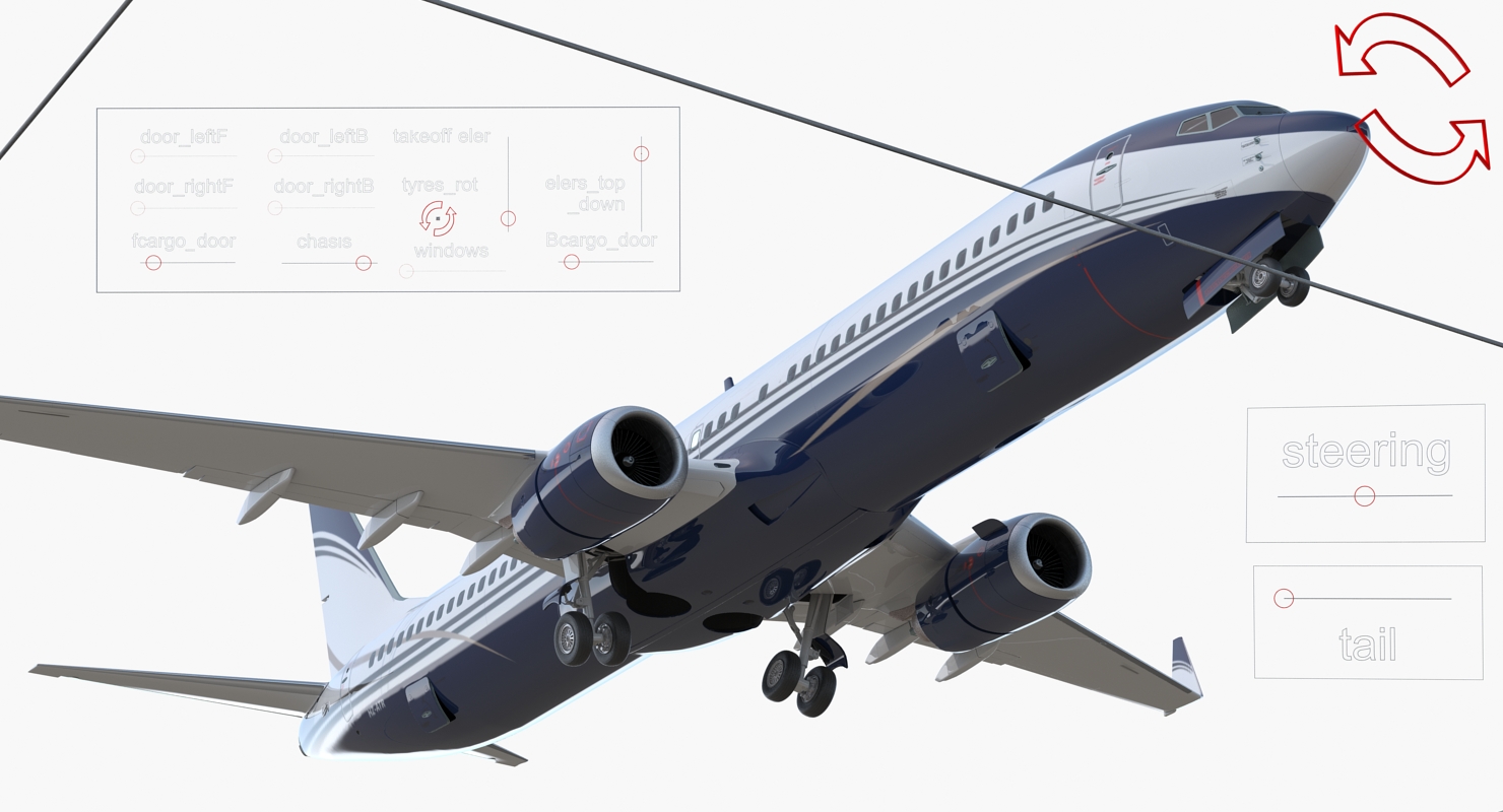 3D Boeing 737 900 ER Generic with Cabin Rigged model