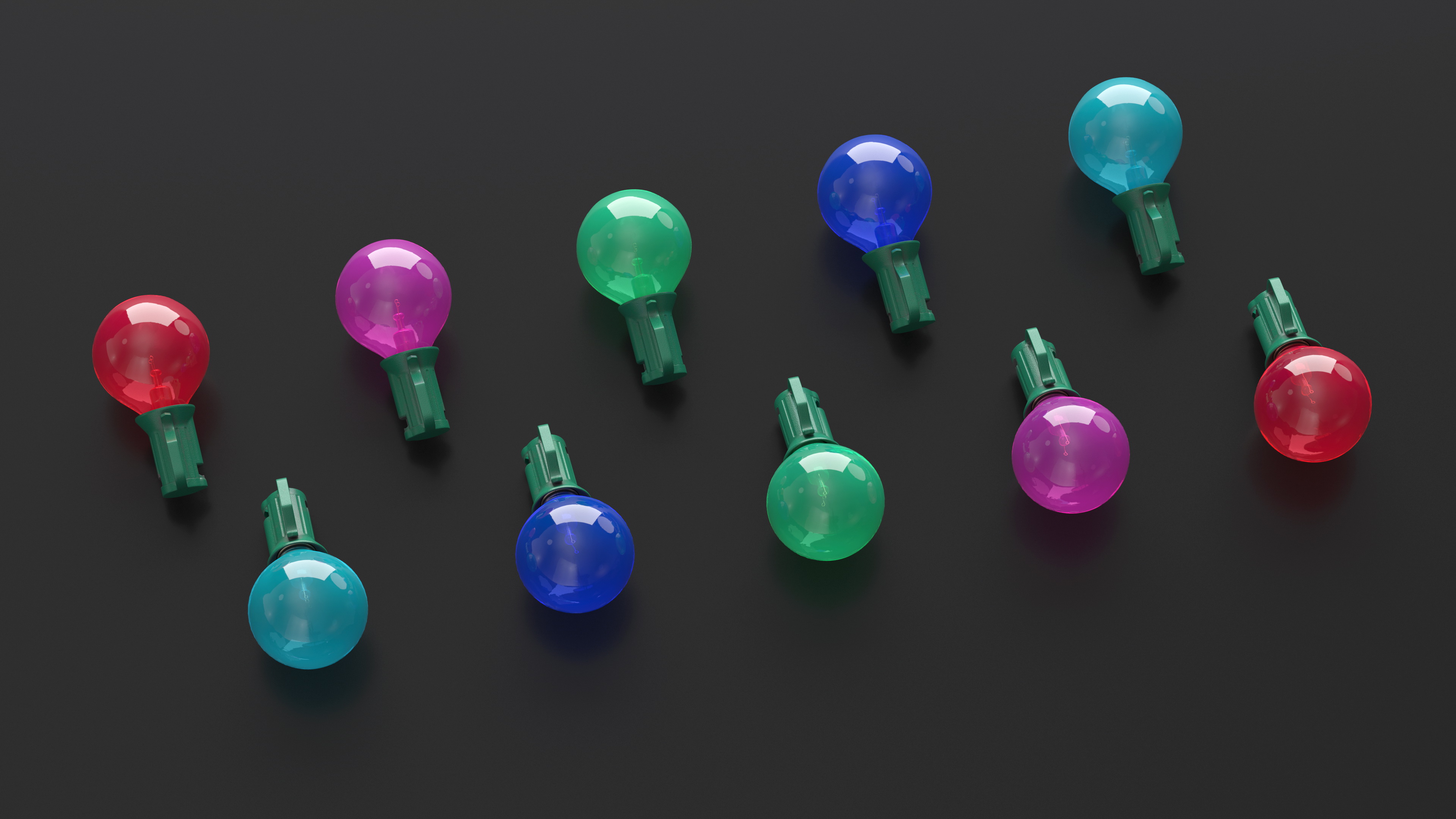 3D Colorful Outdoor Light Bulbs model
