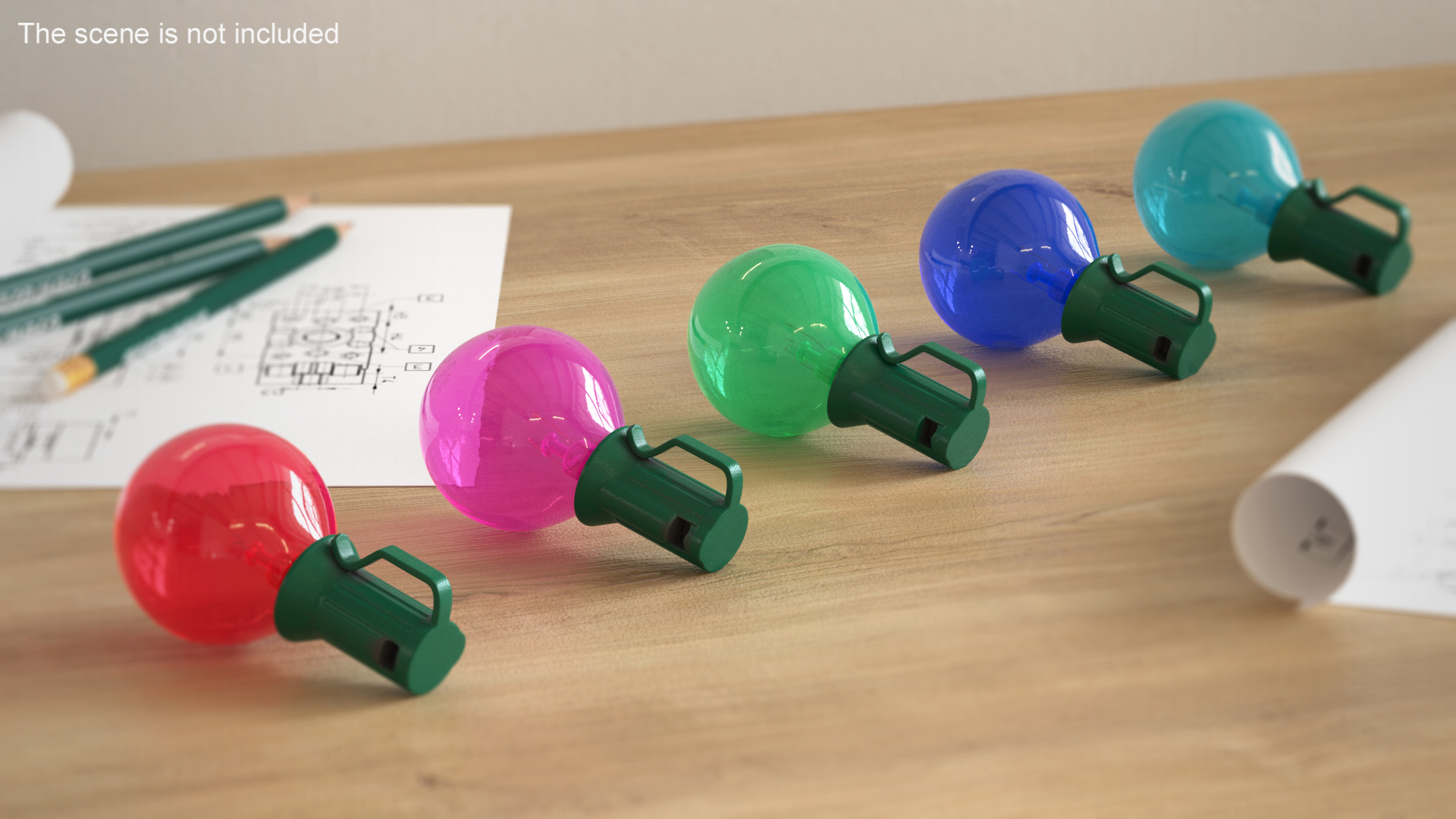 3D Colorful Outdoor Light Bulbs model