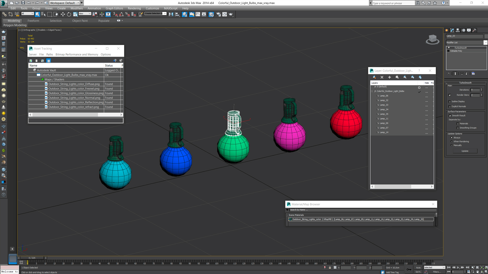 3D Colorful Outdoor Light Bulbs model