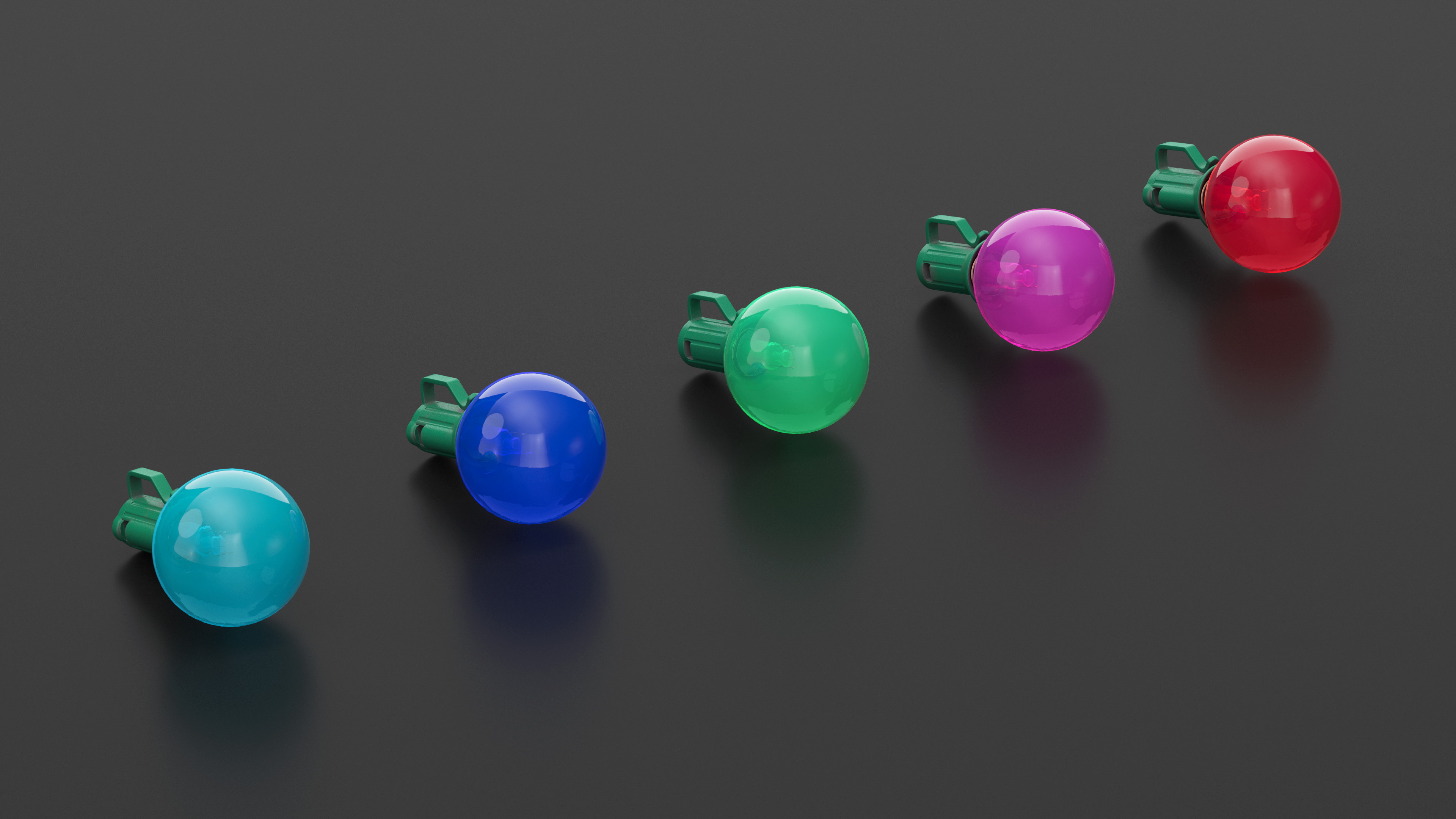 3D Colorful Outdoor Light Bulbs model