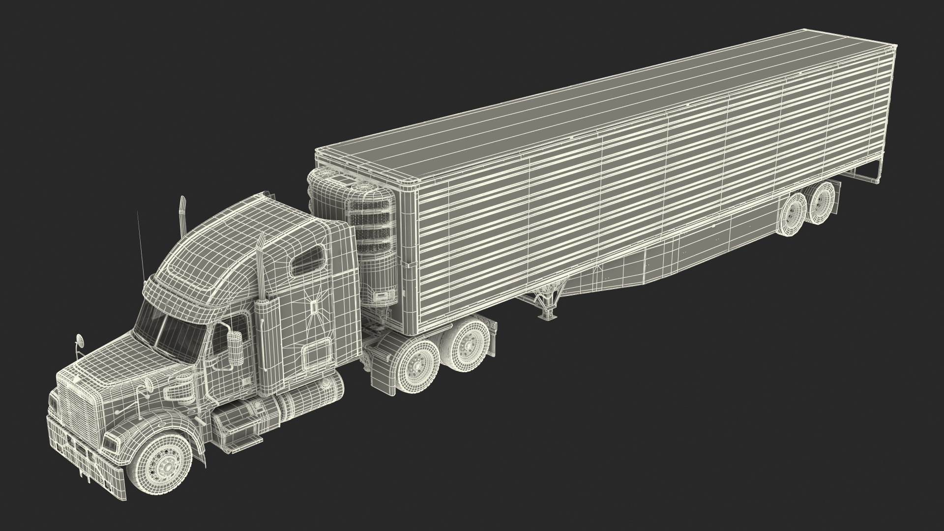 3D Freightliner Truck with Reefer Trailer model