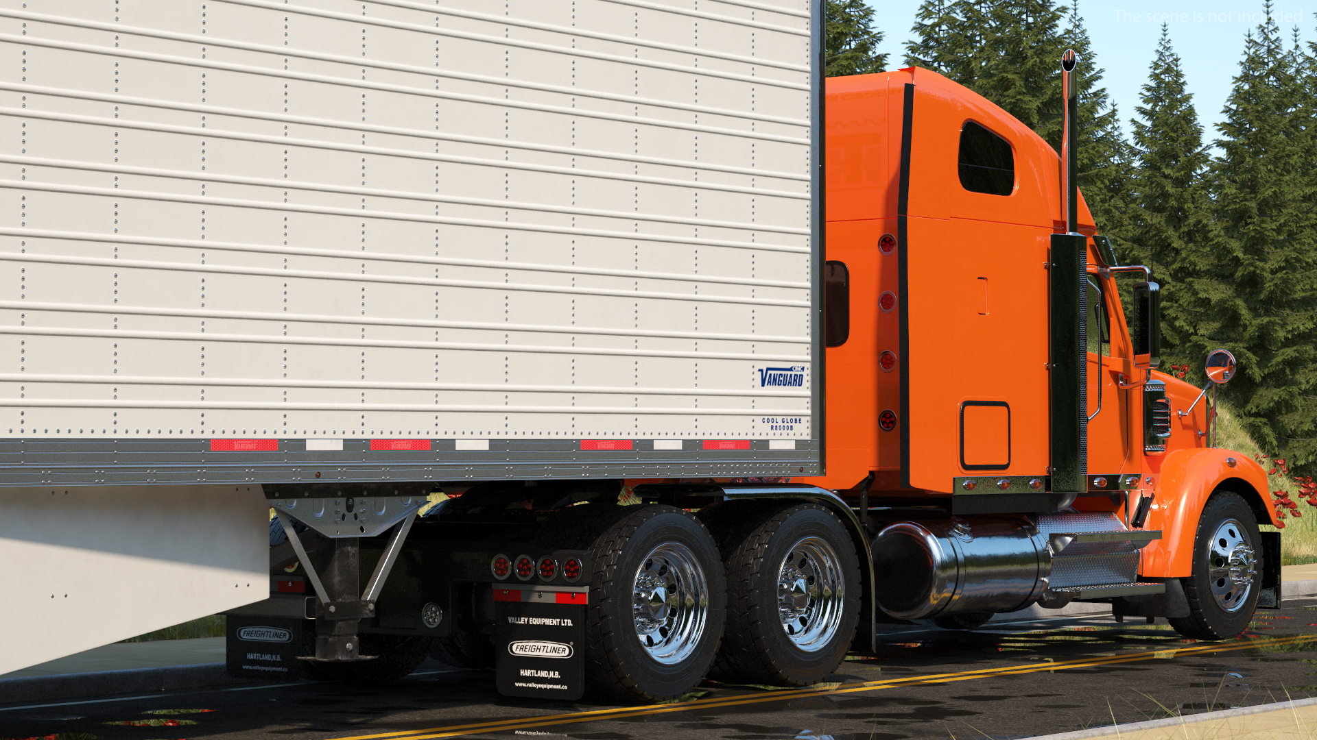 3D Freightliner Truck with Reefer Trailer model
