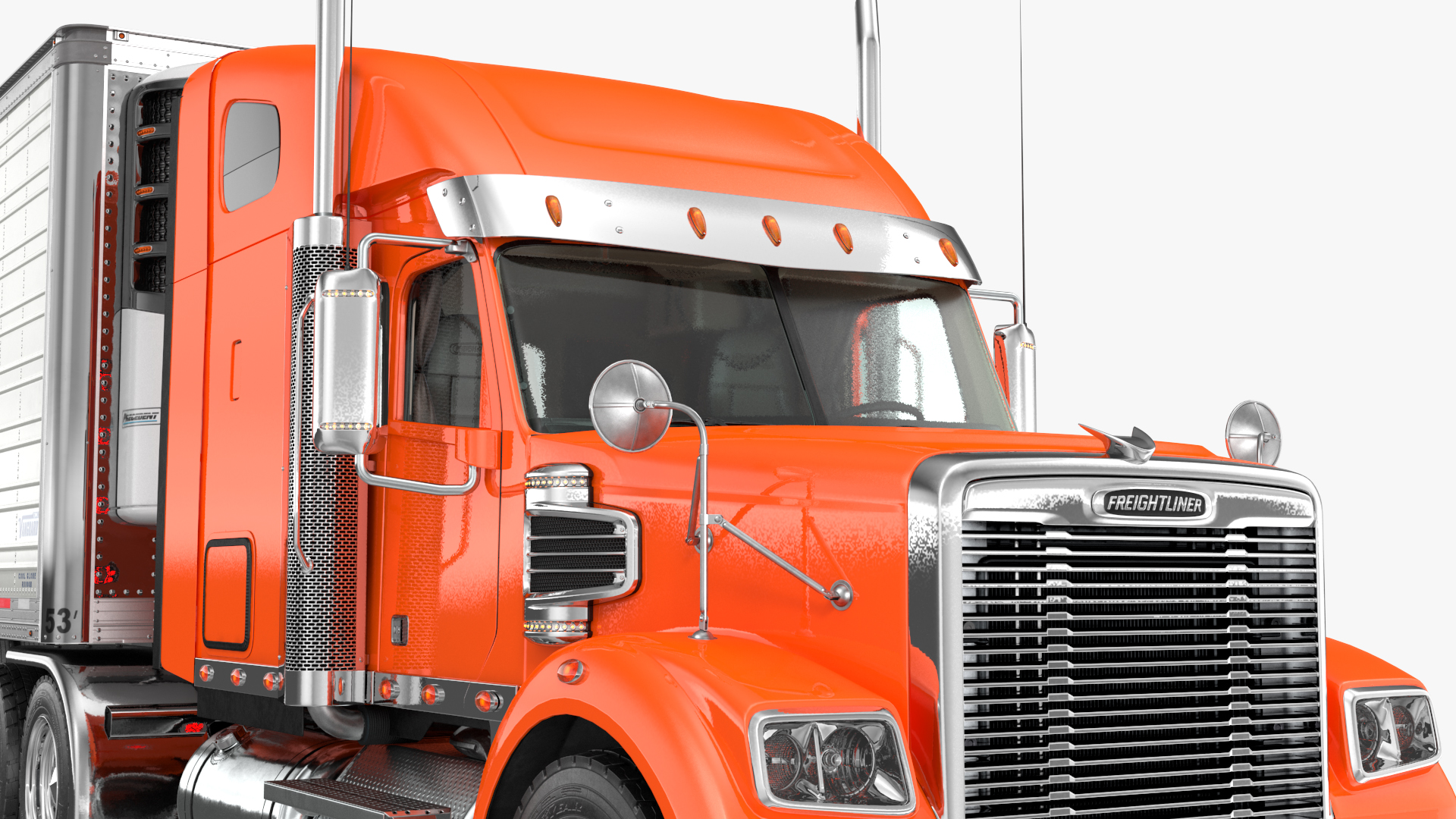 3D Freightliner Truck with Reefer Trailer model