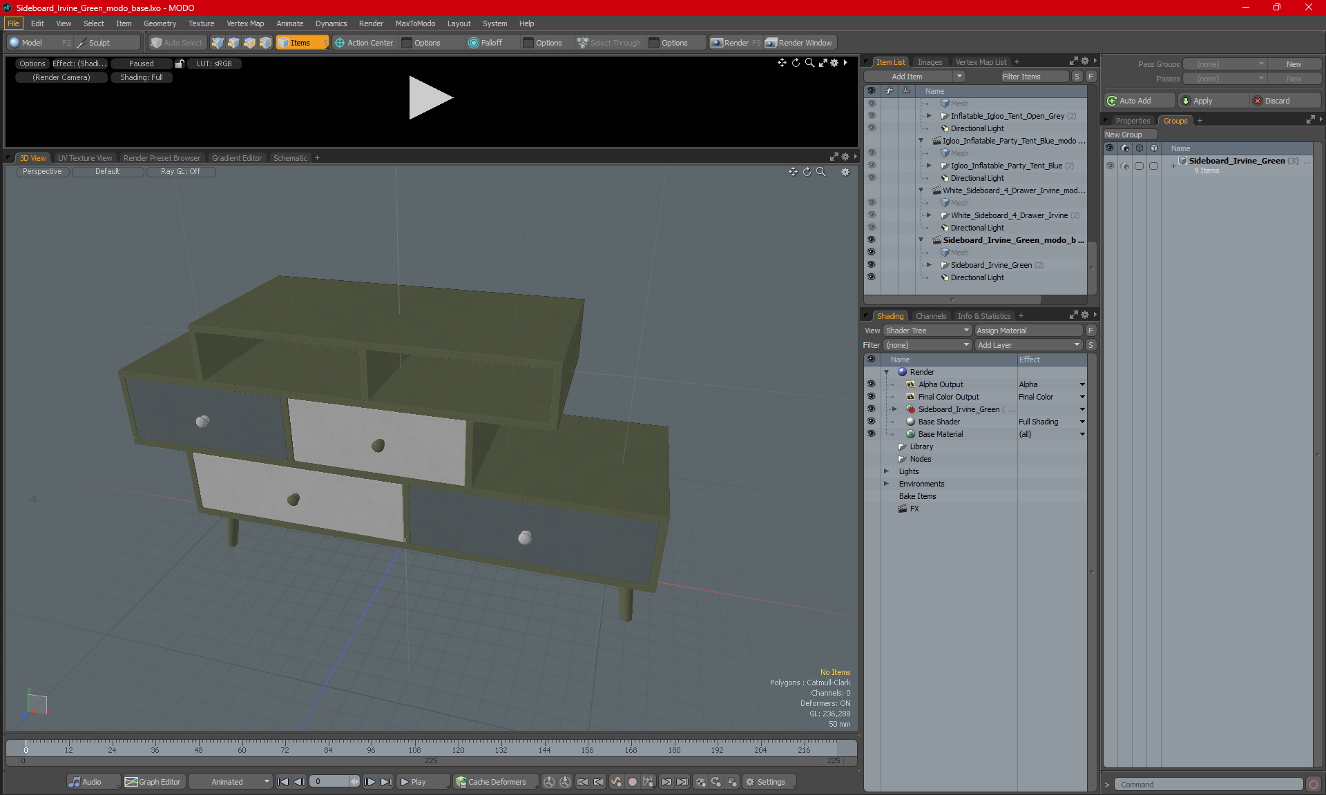 Sideboard Irvine Green 3D