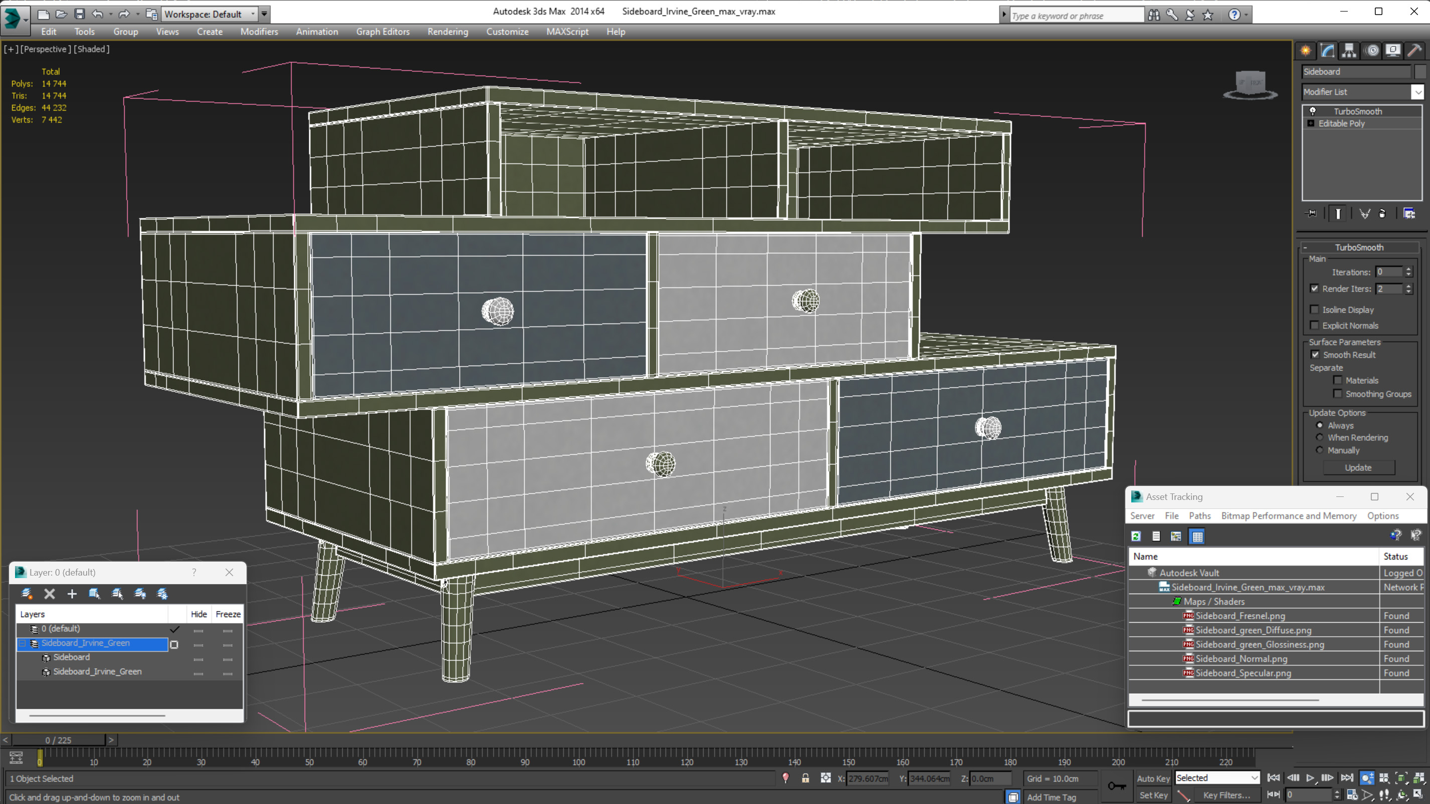Sideboard Irvine Green 3D