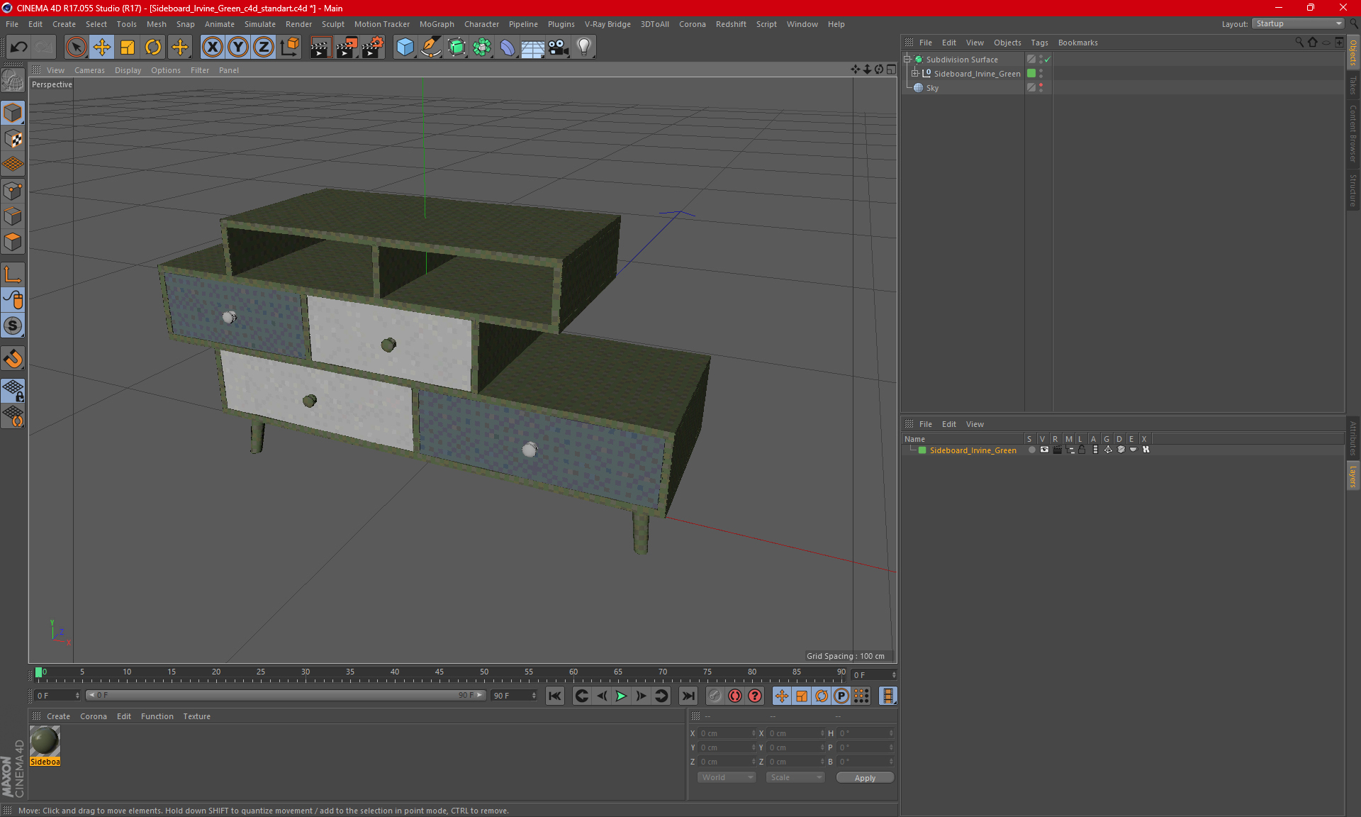 Sideboard Irvine Green 3D