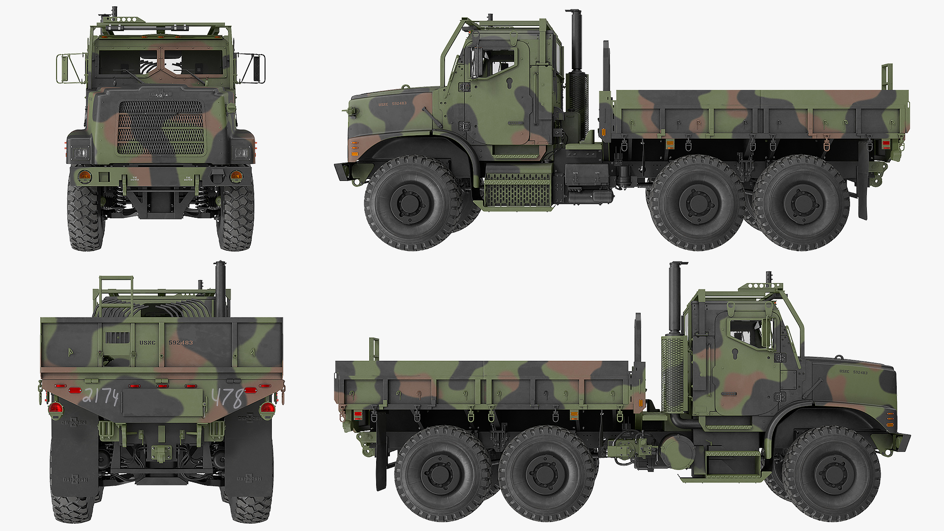 3D model Military Cargo Truck OshKosh MTVR MK23 Rigged