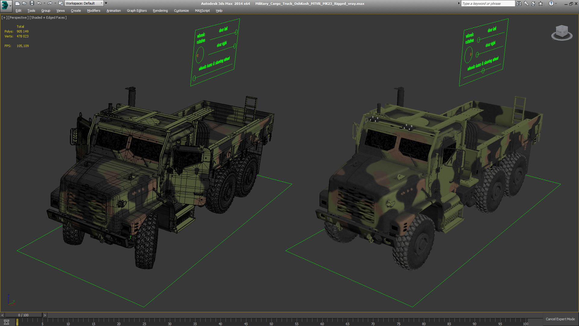 3D model Military Cargo Truck OshKosh MTVR MK23 Rigged