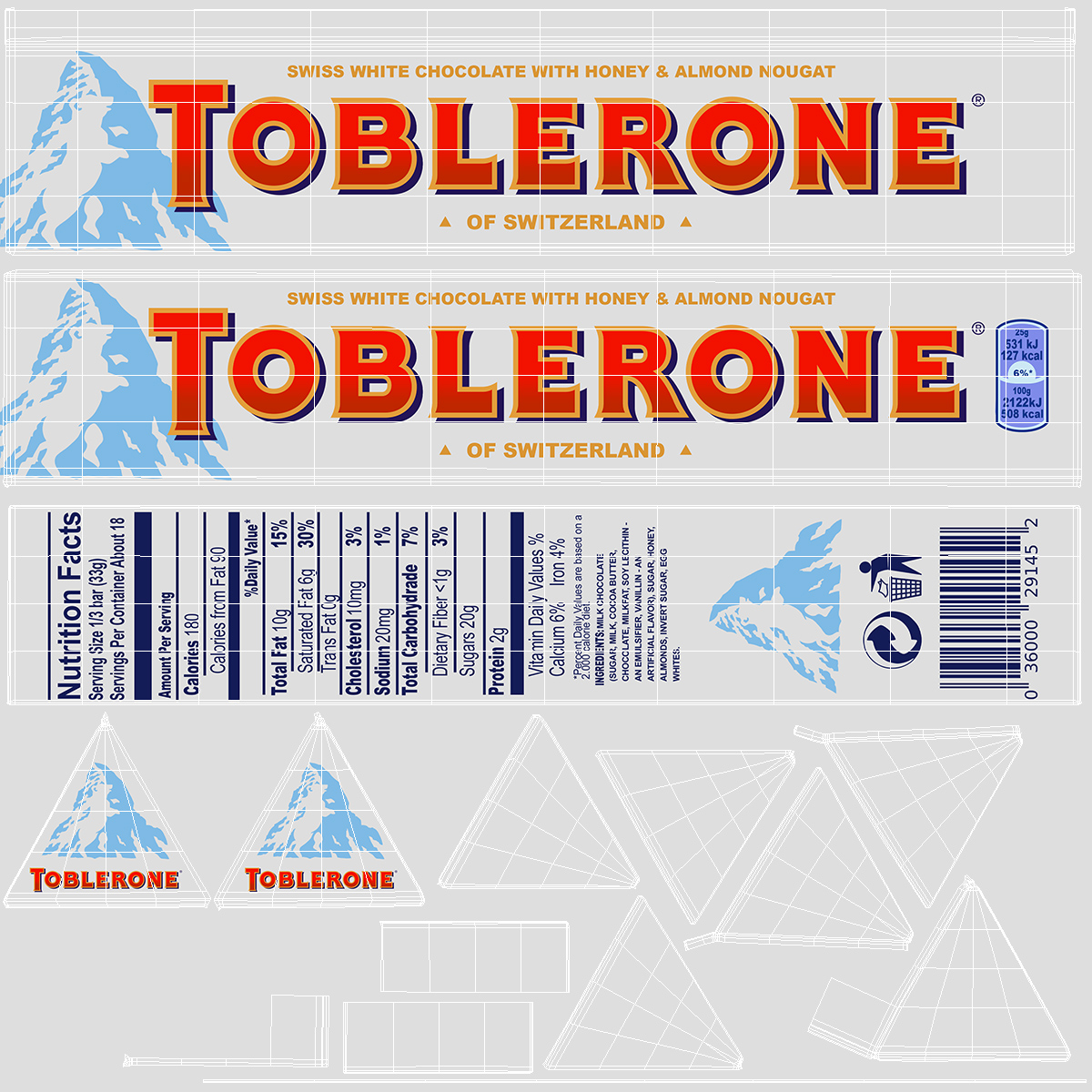 3D model Toblerone White Chocolates Box