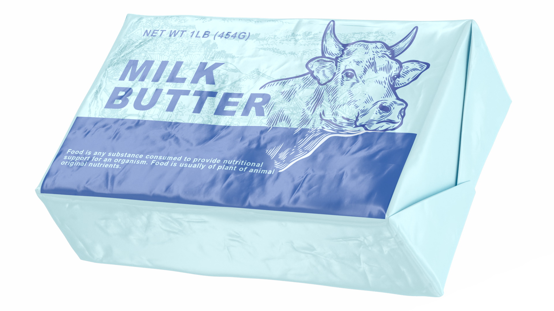 Wrapped Unsalted Cow Milk Butter 3D
