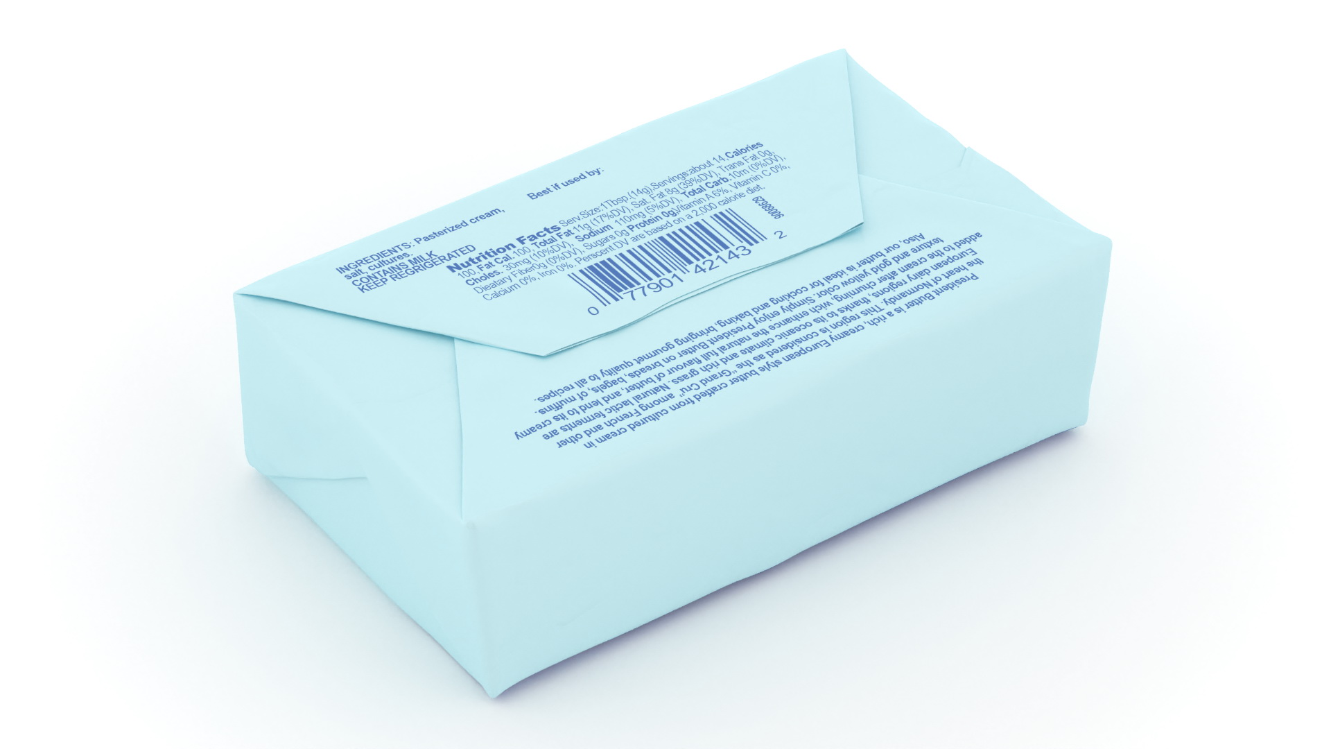 Wrapped Unsalted Cow Milk Butter 3D