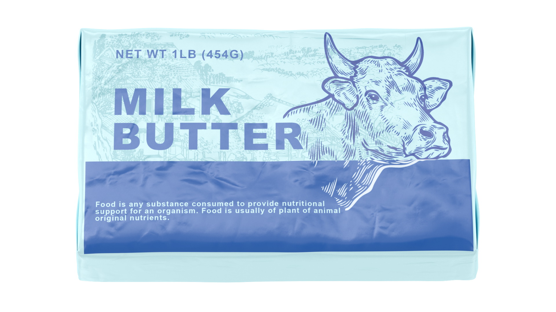 Wrapped Unsalted Cow Milk Butter 3D