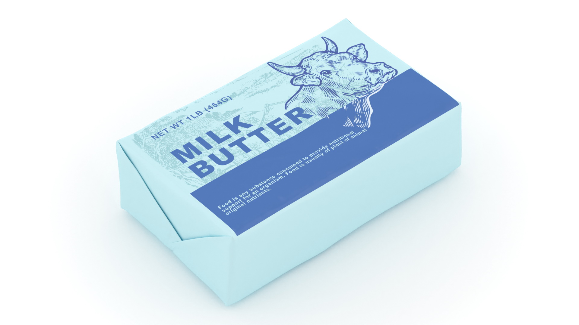 Wrapped Unsalted Cow Milk Butter 3D
