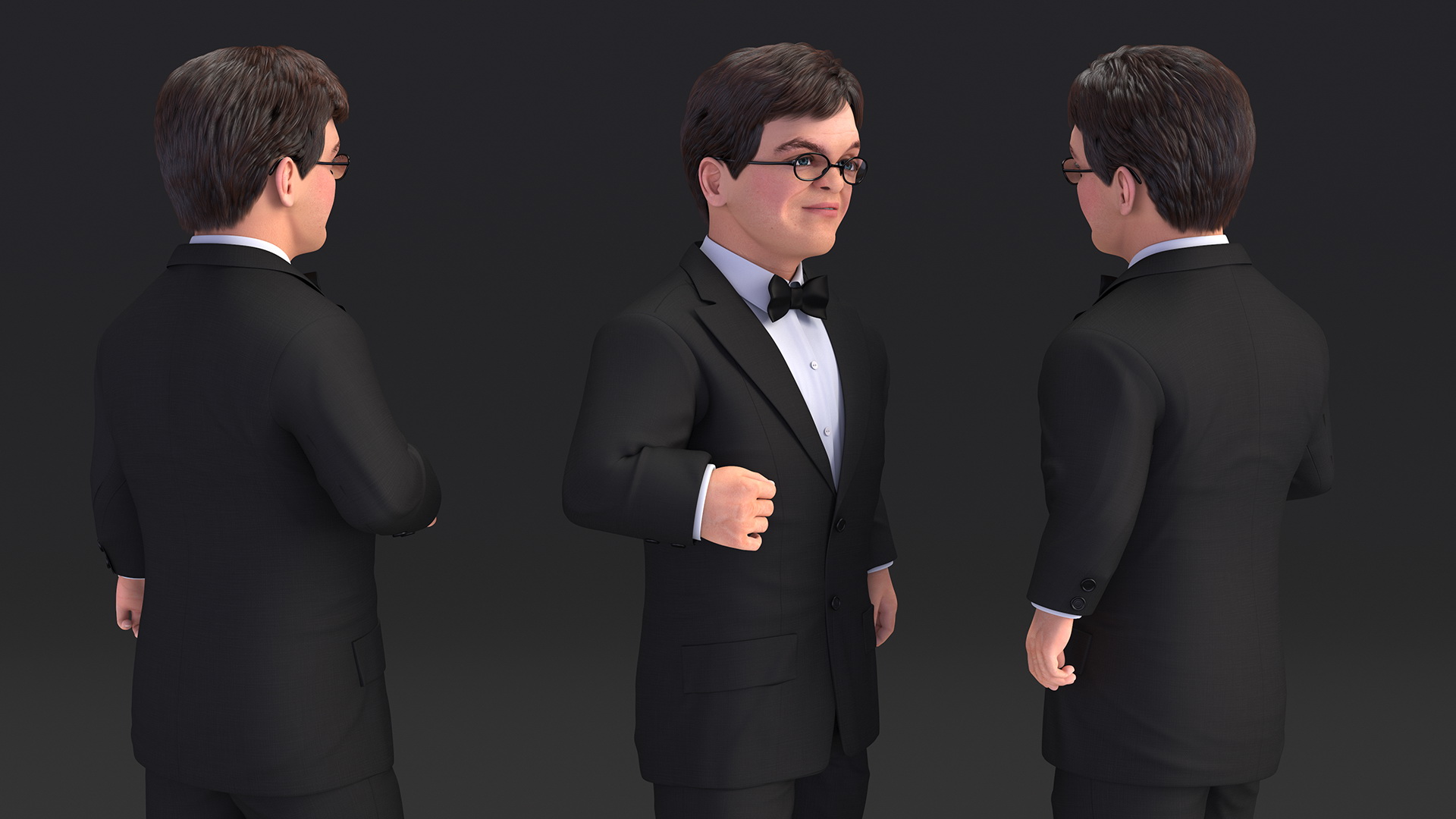 3D model Character Dwarf Man Wearing Formal Suit Rigged for Cinema 4D