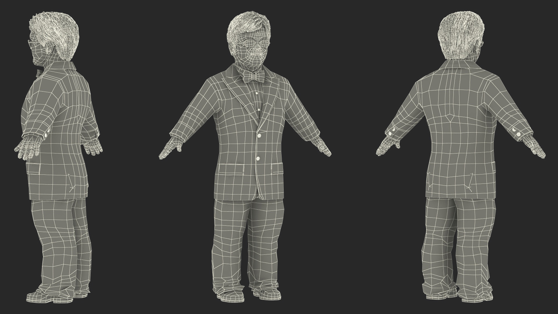 3D model Character Dwarf Man Wearing Formal Suit Rigged for Cinema 4D