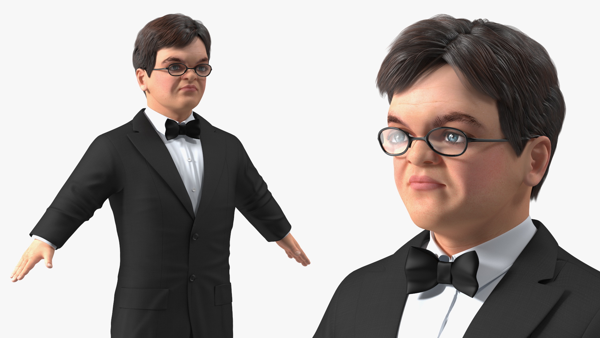 3D model Character Dwarf Man Wearing Formal Suit Rigged for Cinema 4D